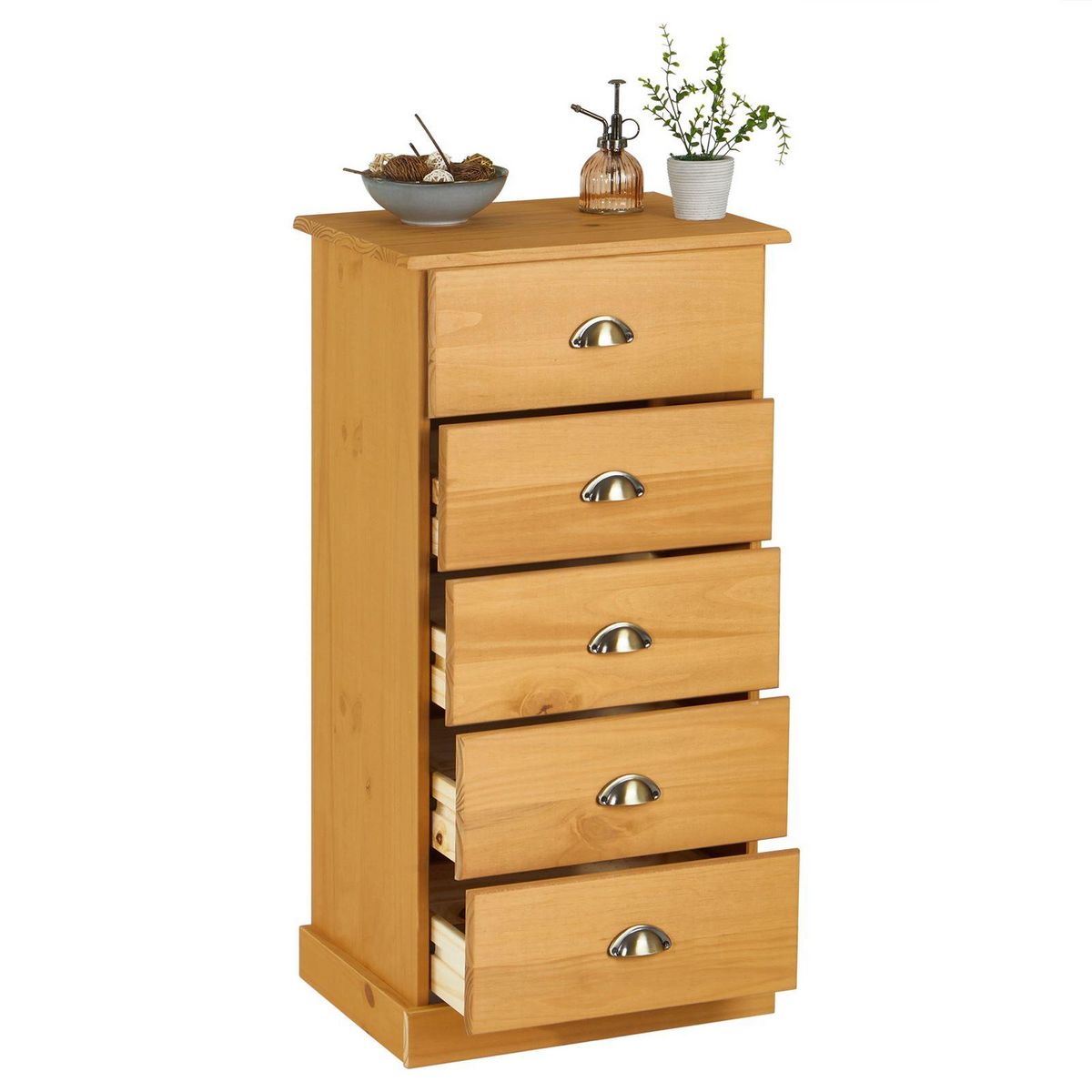 IDIMEX Chiffonnier PARIS en pin massif, 5 tiroirs