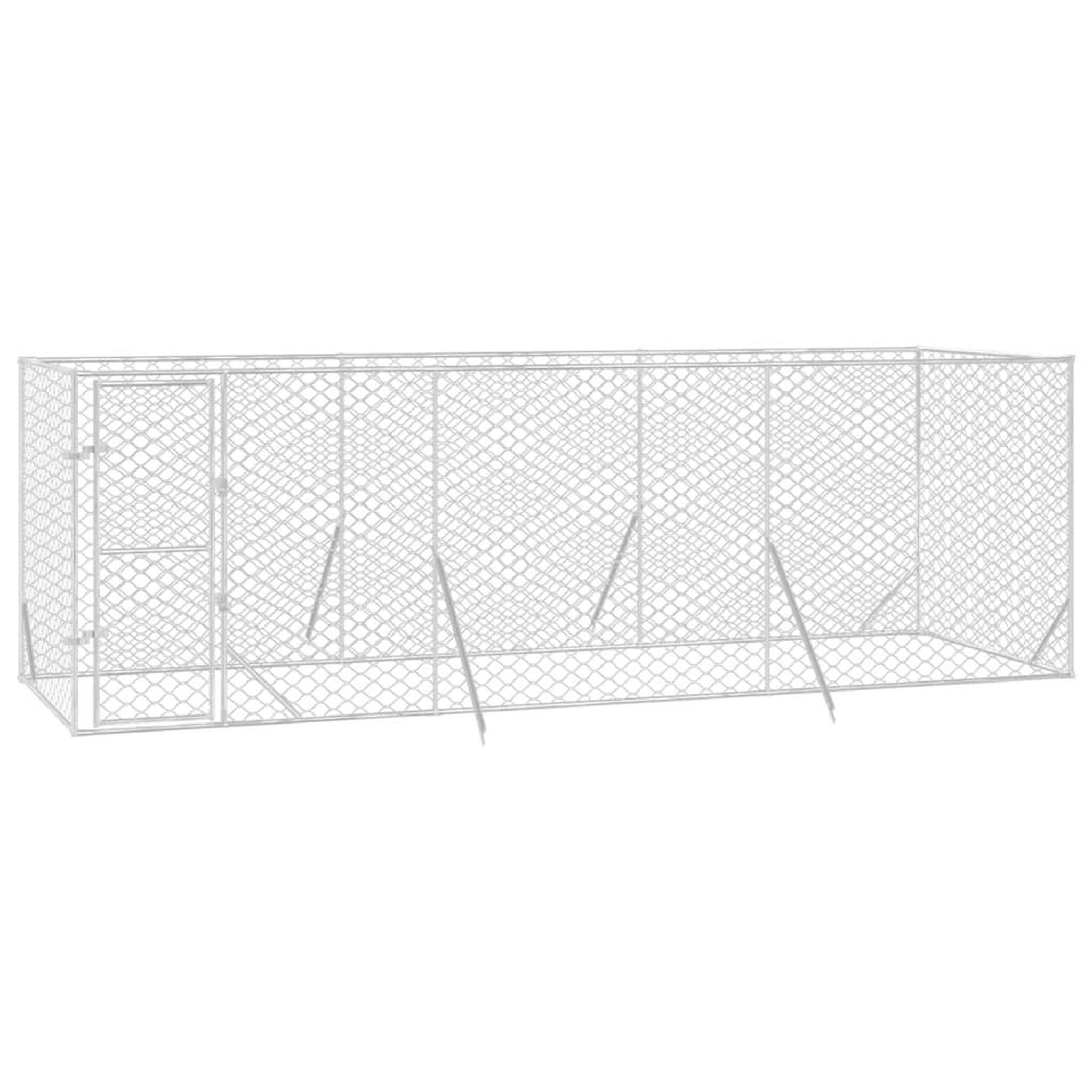 Voir la diapositive 3 : VIDAXL Chenil d'exterieur pour chiens argente 6x2x2 m acier galvanise