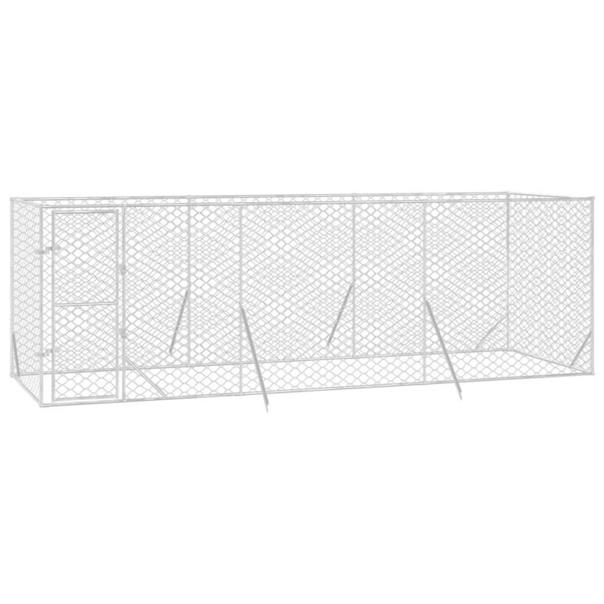 VIDAXL Chenil d'exterieur pour chiens argente 6x2x2 m acier galvanise