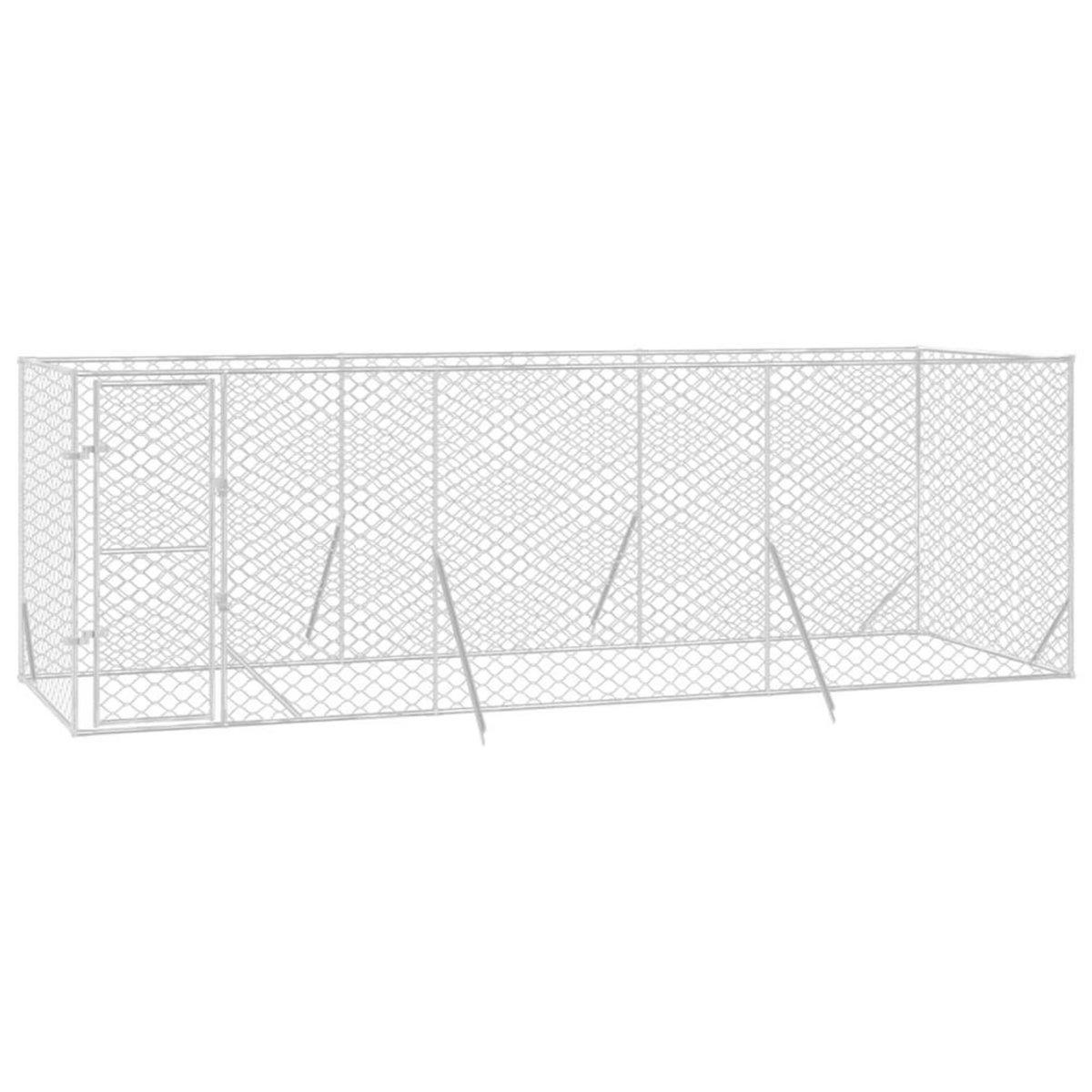 VIDAXL Chenil d'exterieur pour chiens argente 6x2x2 m acier galvanise