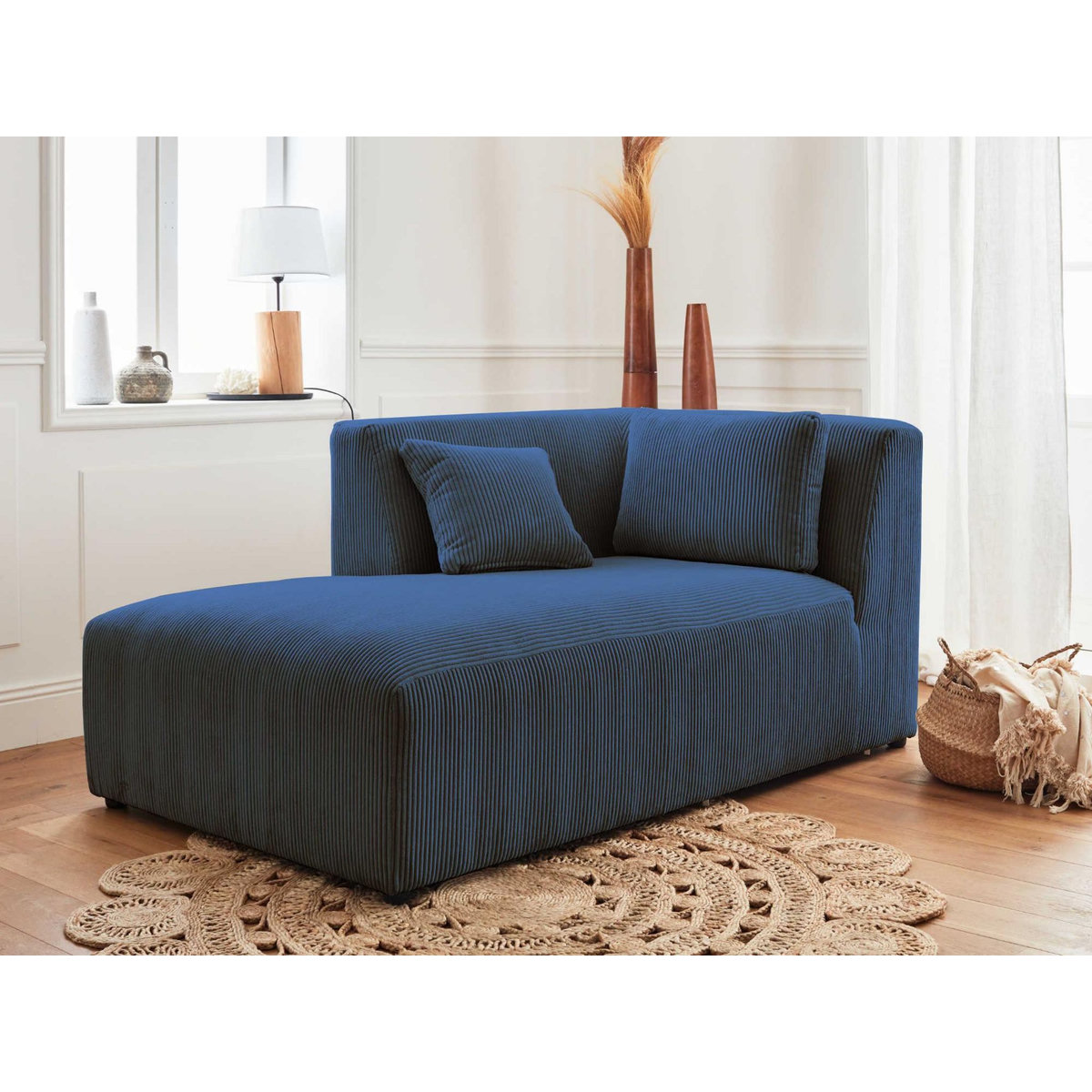 LISA DESIGN Victoire - canapé modulable panoramique d'angle droit - 7 places - en velours côtelé