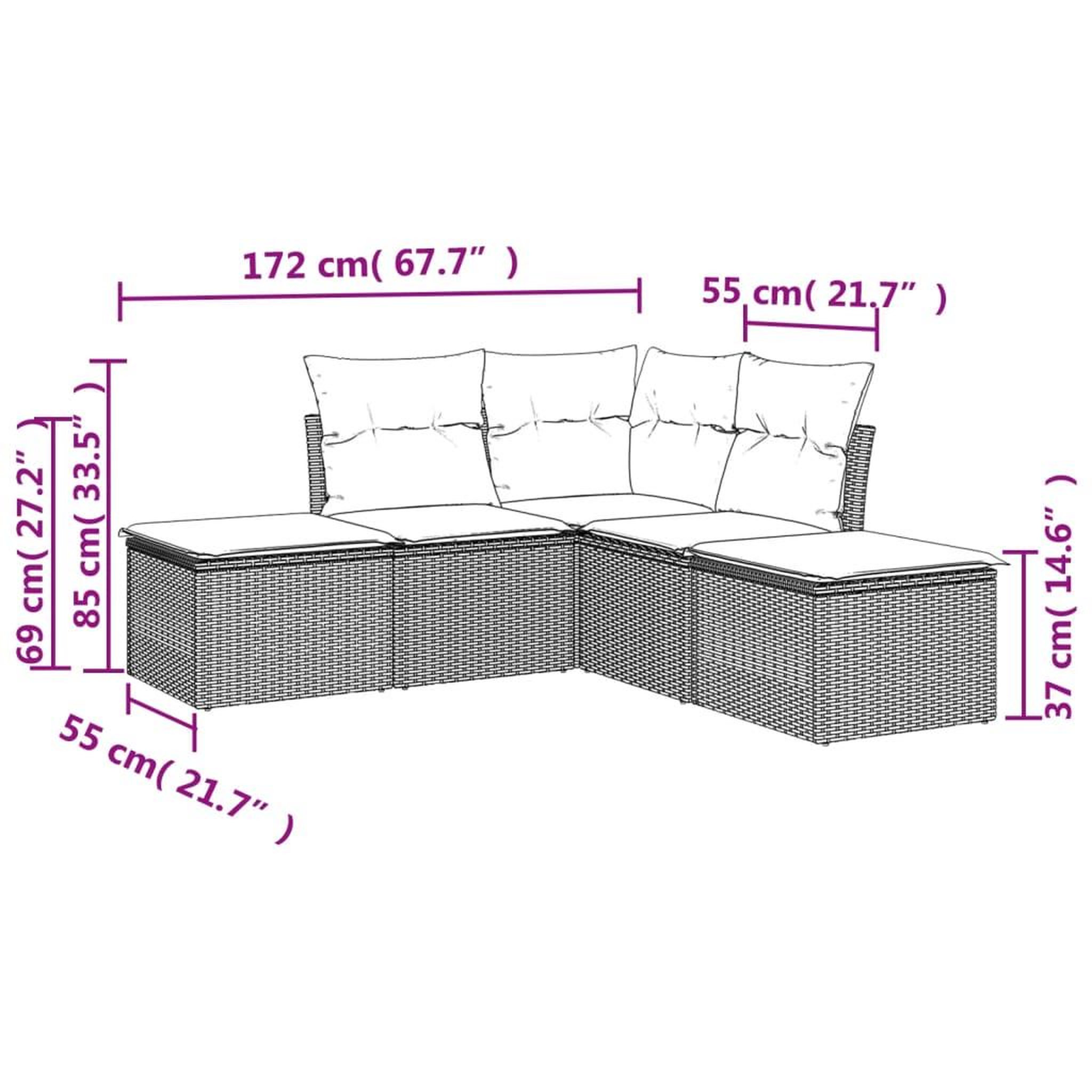 Voir la diapositive 4 : VIDAXL Salon de jardin 5 pcs avec coussins noir resine tressee