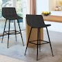 Voir la diapositive 2 : ID MARKET Lot de 2 tabourets de bar MADY en velours noir