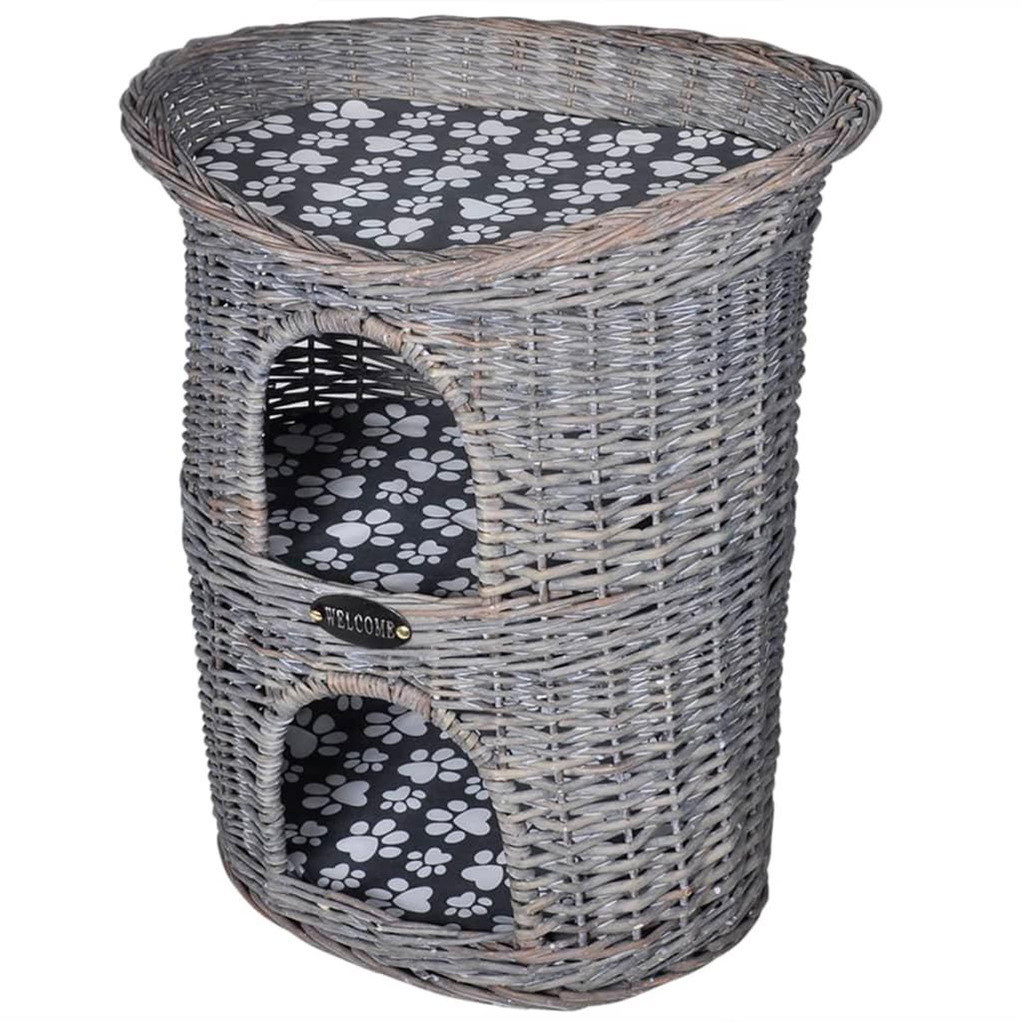 VIDAXL Arbre/maison 2 niveaux a chat avec coussin saule