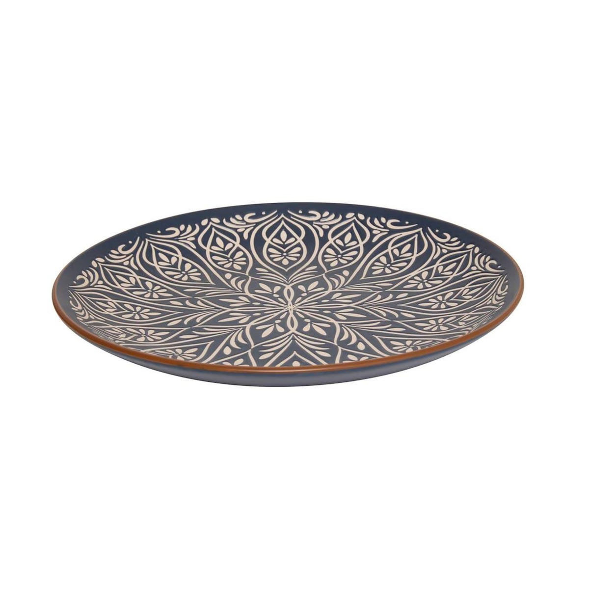 SECRET DE GOURMET Lot de 6 Assiettes à Dessert en Céramique  Inès  21cm Bleu
