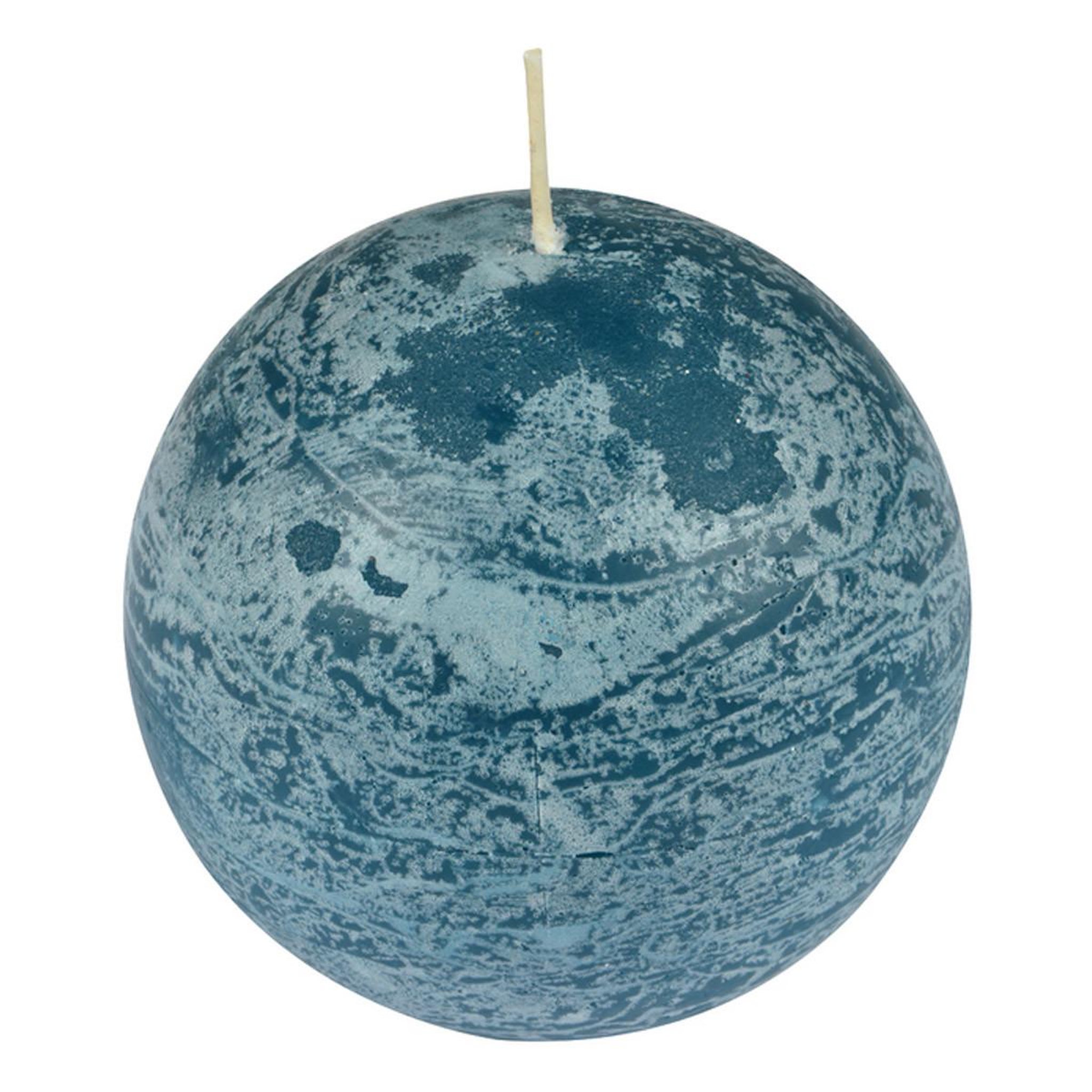 Voir la diapositive 1 : HOMEA Bougie boule déco  rustique  7cm bleu paon