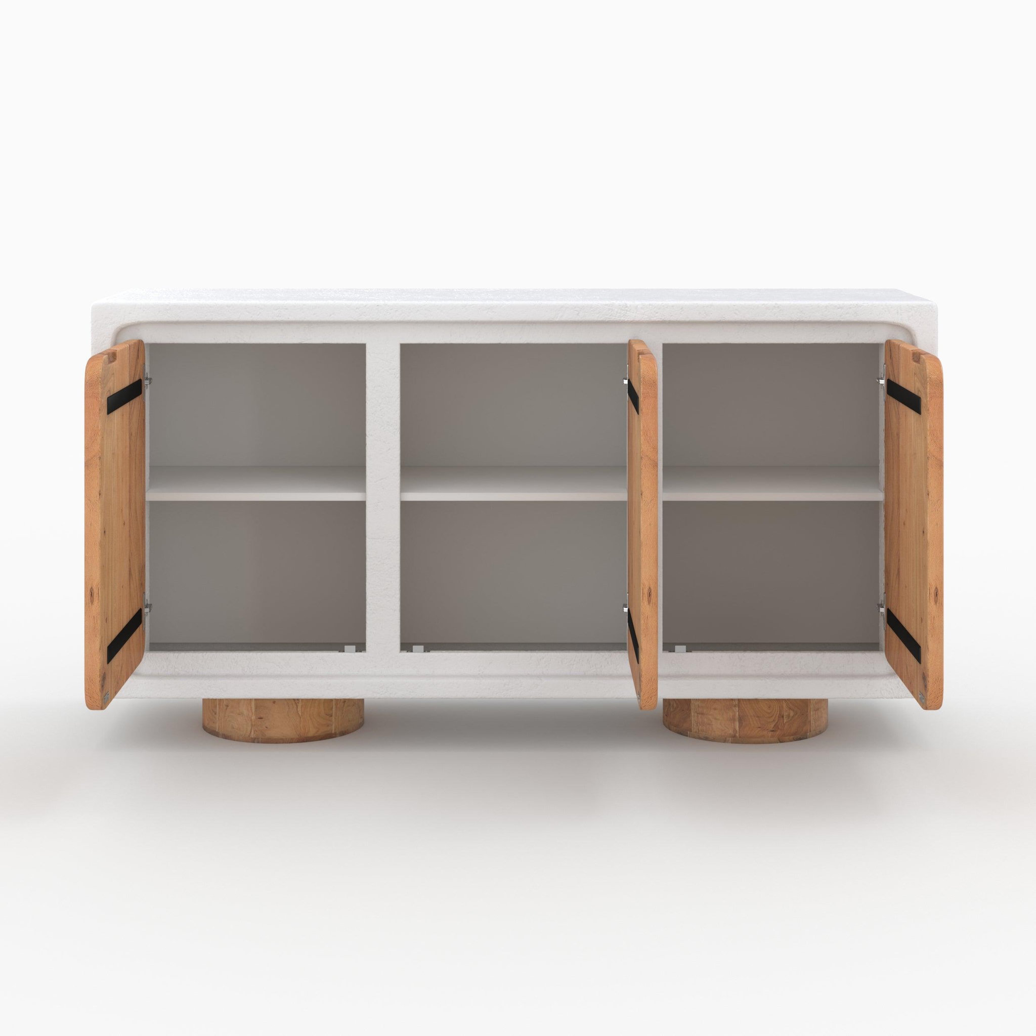 Voir la diapositive 6 : MAISON PAVANE Buffet en béton blanc cassé et bois d'acacia-eden