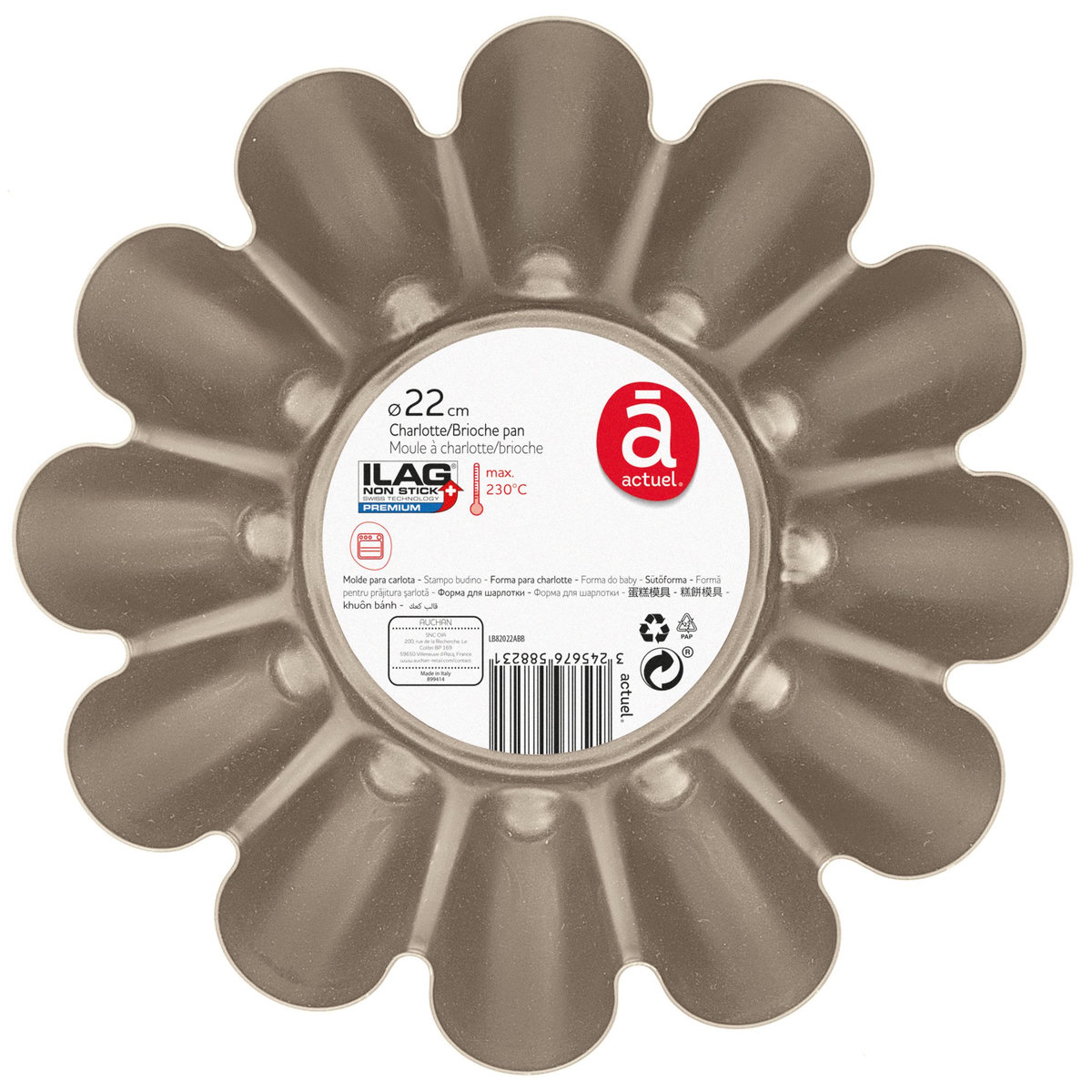 ACTUEL Moule à charlotte et brioche 22 cm en métal revêtu