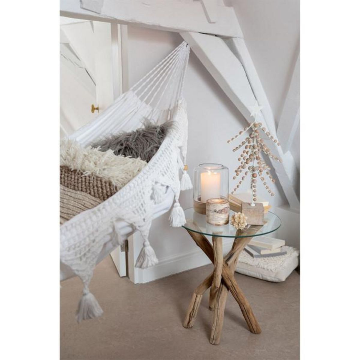 Paris Prix Sapin de Noël à Poser  Étoile  58cm Blanc & Naturel