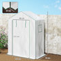 Voir la diapositive 3 : OUTSUNNY Serre de jardin 6 tablettes dim. 1,4L x 0,73l x 1,9H m porte déroulante fenêtres acier PE haute densité blanc