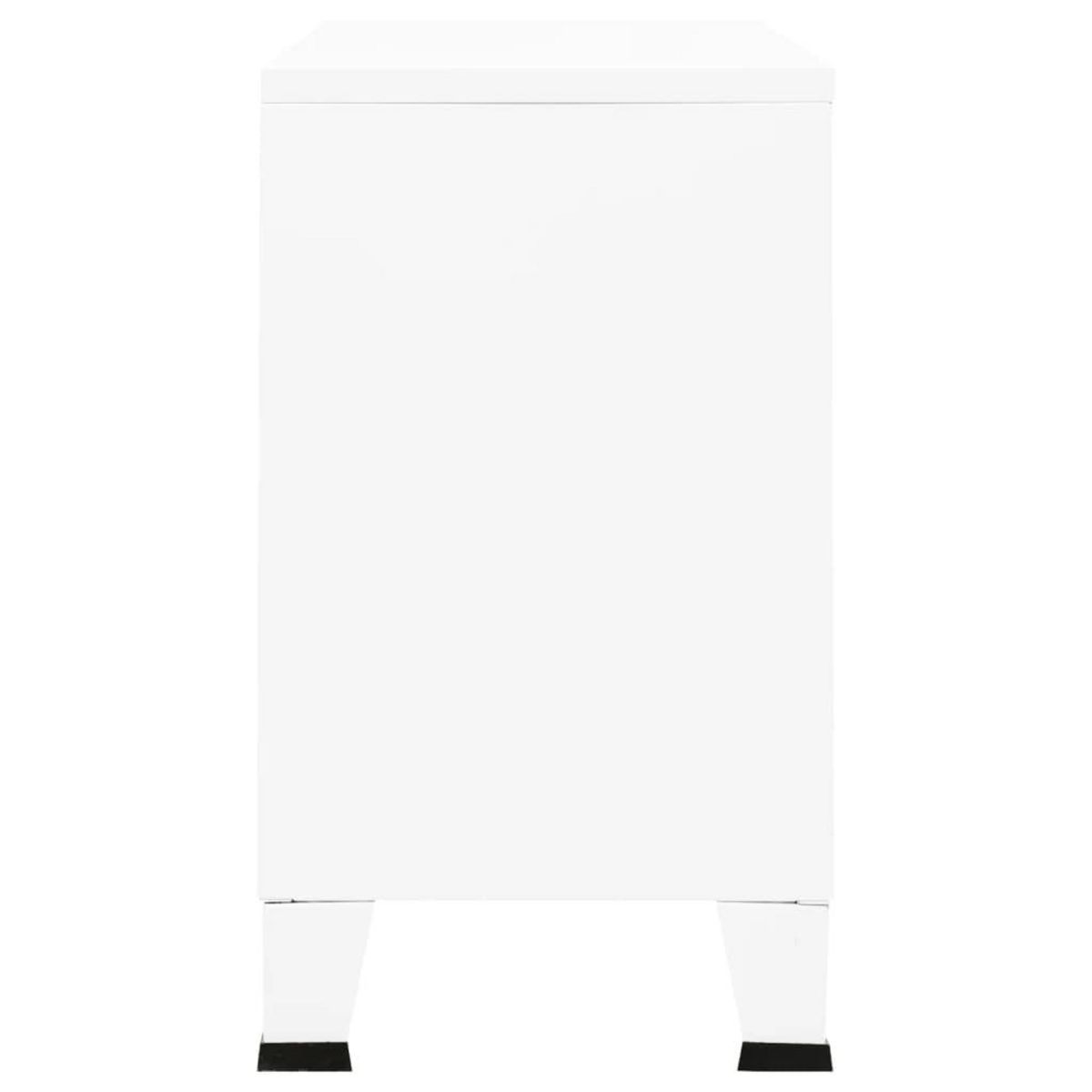 VIDAXL Buffet industriel Blanc 105x35x62 cm Metal et verre