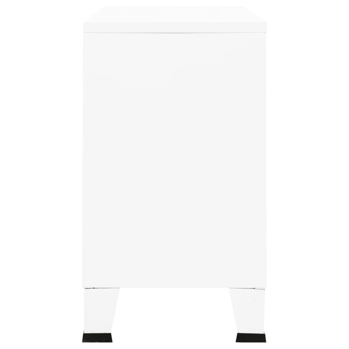 VIDAXL Buffet industriel Blanc 105x35x62 cm Metal et verre