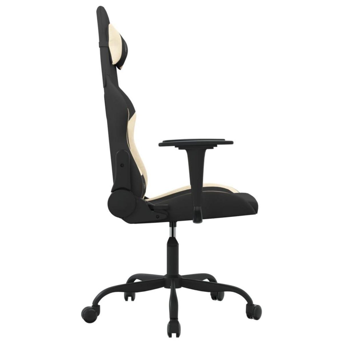VIDAXL Chaise de jeu avec repose-pied Noir et creme Tissu