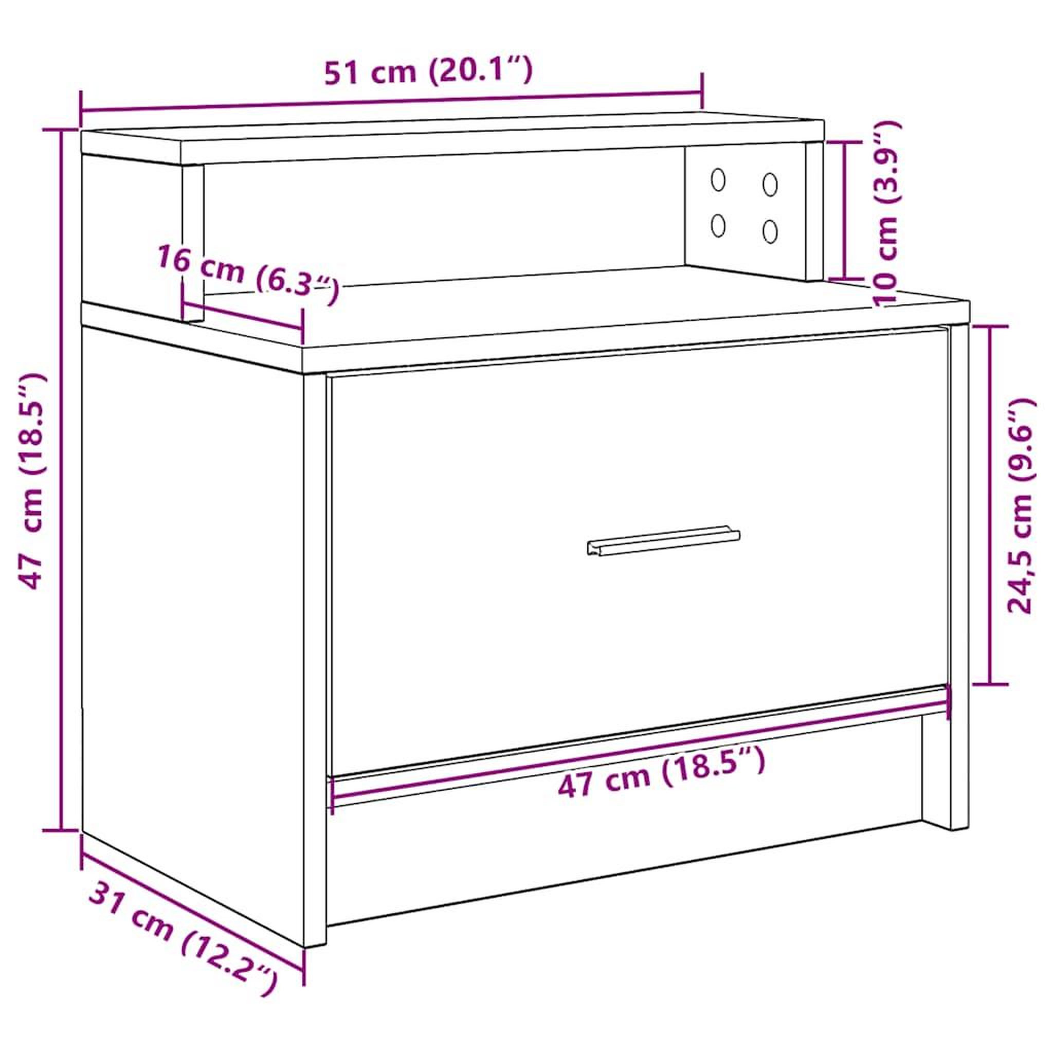 Voir la diapositive 6 : VIDAXL Table de chevet avec tiroir blanc 51x31x47 cm