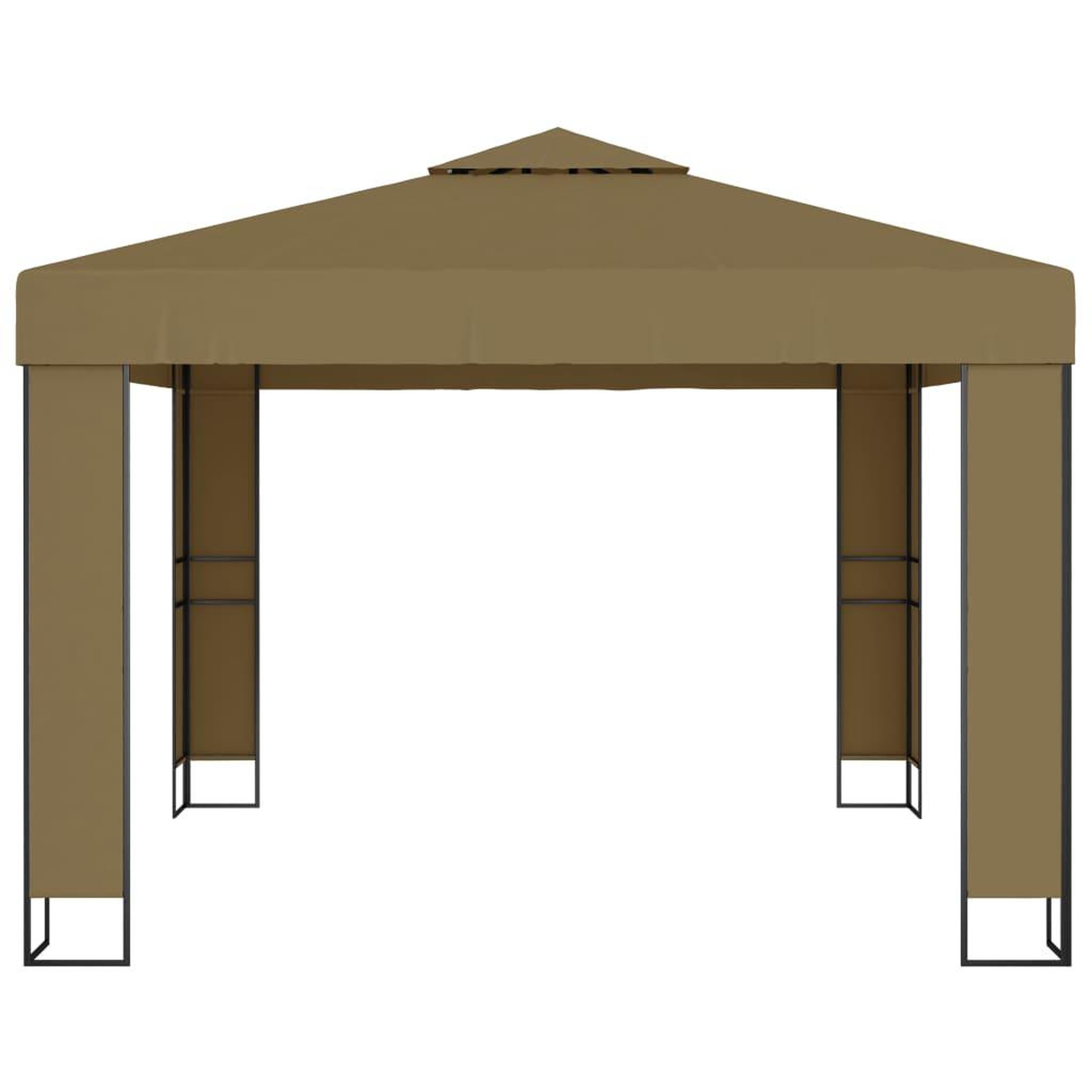 Voir la diapositive 3 : VIDAXL Belvedere avec double toit 3x3x2,7 m Taupe 180 g/m^2