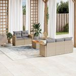 VIDAXL Salon de jardin avec coussins 6pcs melange beige resine tressee