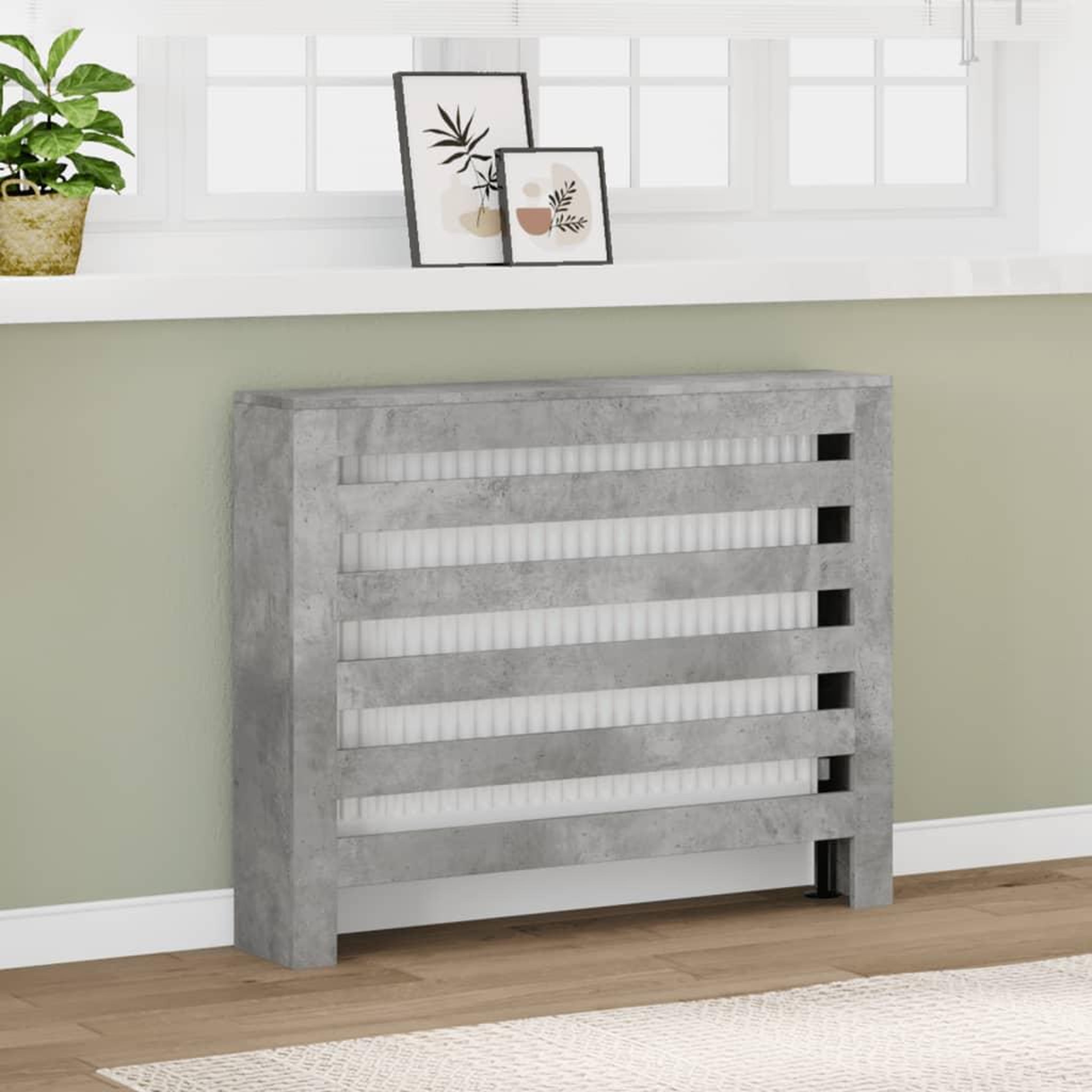VIDAXL Cache-radiateur gris beton 104x20x82 cm bois d'ingenierie
