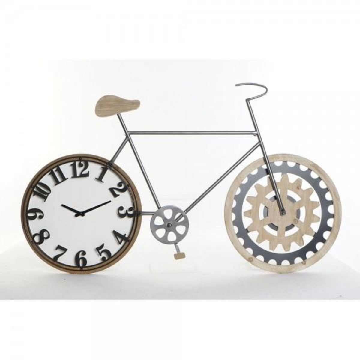 AAAAA Horloge Murale DKD Home Decor 108 x 6,4 x 63,5 cm Naturel Noir Bicyclette Métal Bois MDF