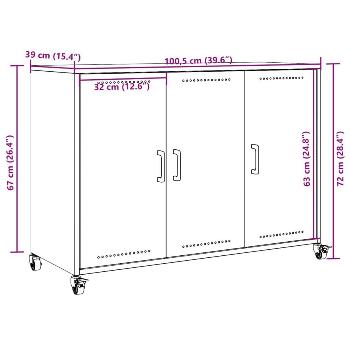 VIDAXL Buffet blanc 100,5x39x72 cm acier