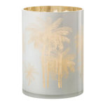 Paris Prix Photophore Design  Palmier  24cm Bleu & Or