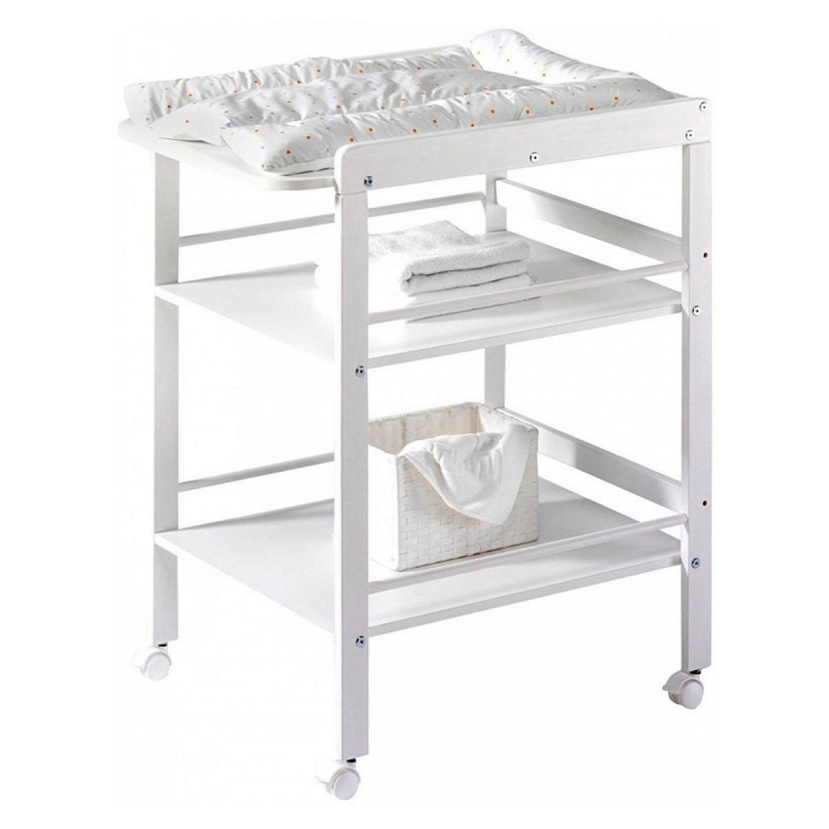SCHARDT Table à langer 2 étagères pin massif blanc Wrap L 72 x H 91 x P 57 cm