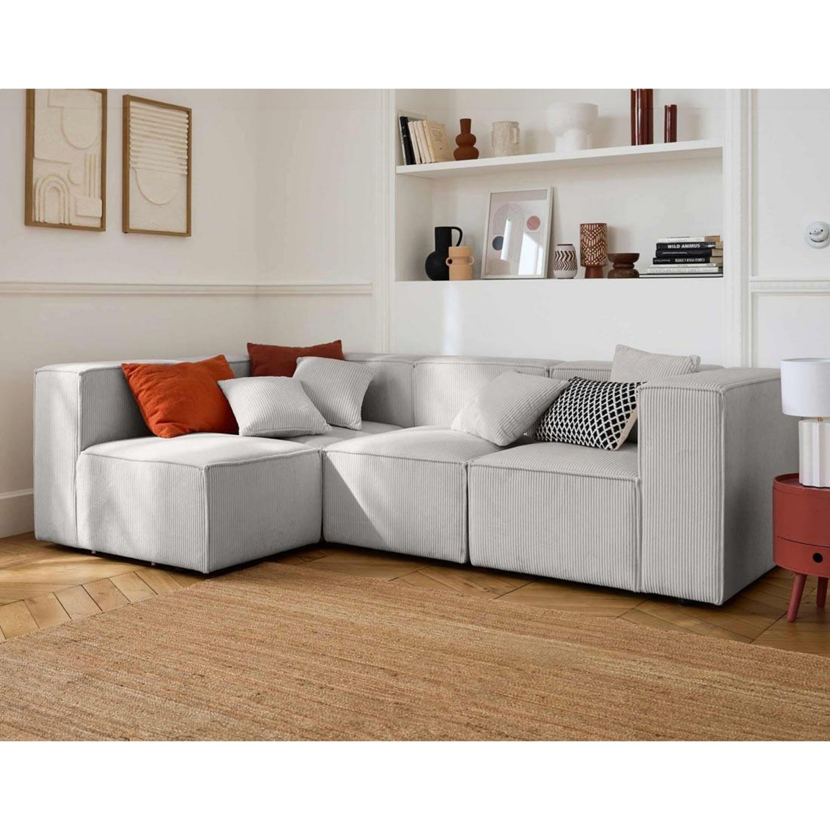 LISA DESIGN Arty - canapé modulable d'angle gauche 4 places - en velours côtelé