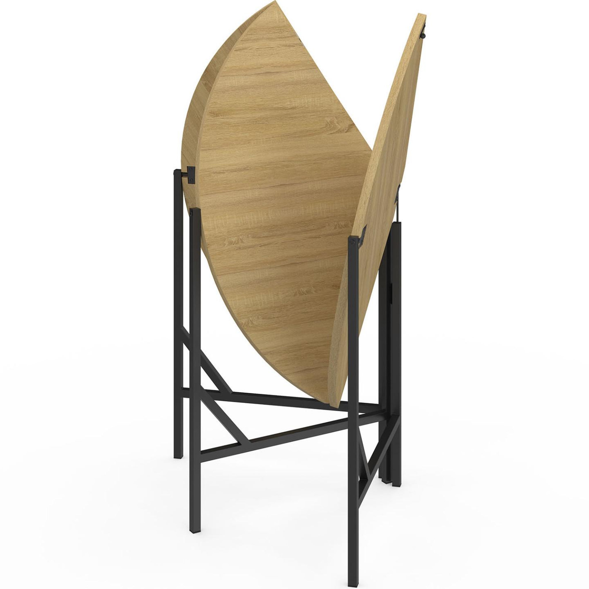 Voir la diapositive 5 : ID MARKET Table à manger pliante ronde yael 4 personnes bois et noir design industriel 110 cm