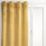 TOILINUX Lot de 2 Rideaux avec tissage brodé doré 8 œillets - 140 x 260 cm - Ocre