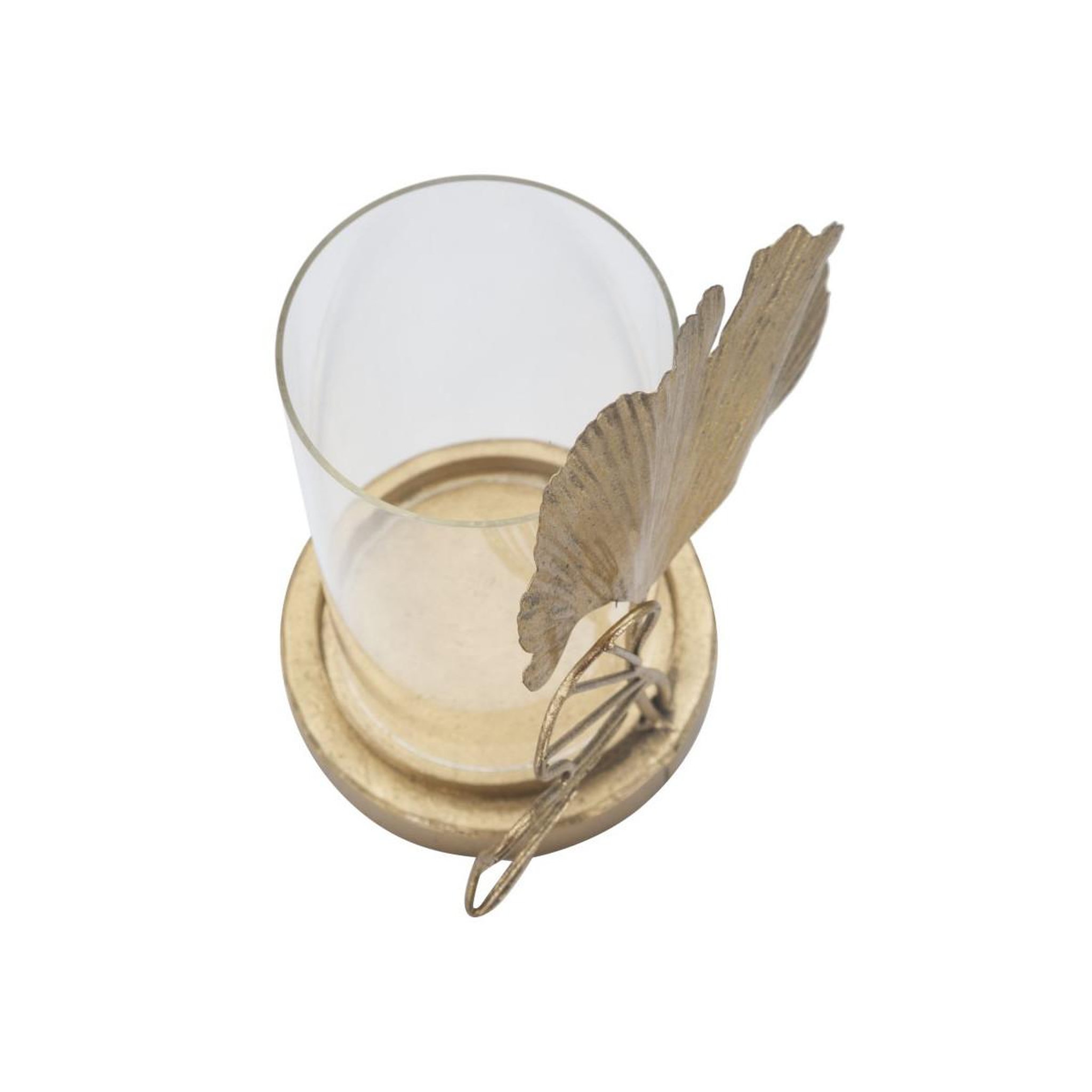 Voir la diapositive 4 : Paris Prix Photophore design en verre  feuilles  21cm or