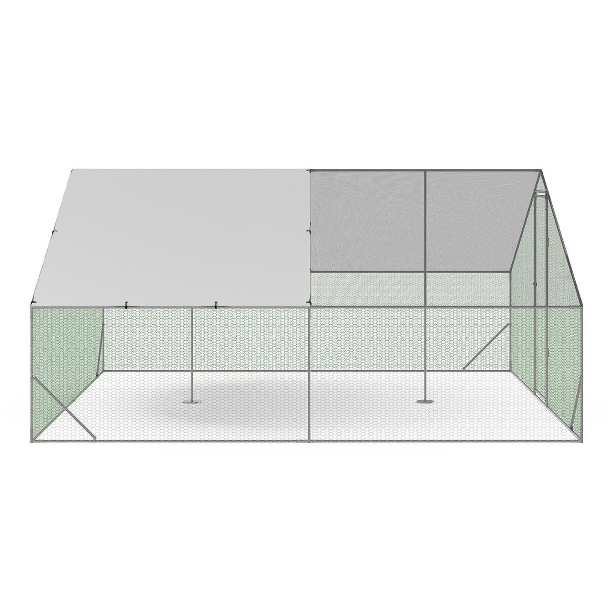 Voir la diapositive 4 : ID MARKET Enclos poulailler 16 m² parc grillagé 4x4 m acier galvanisé