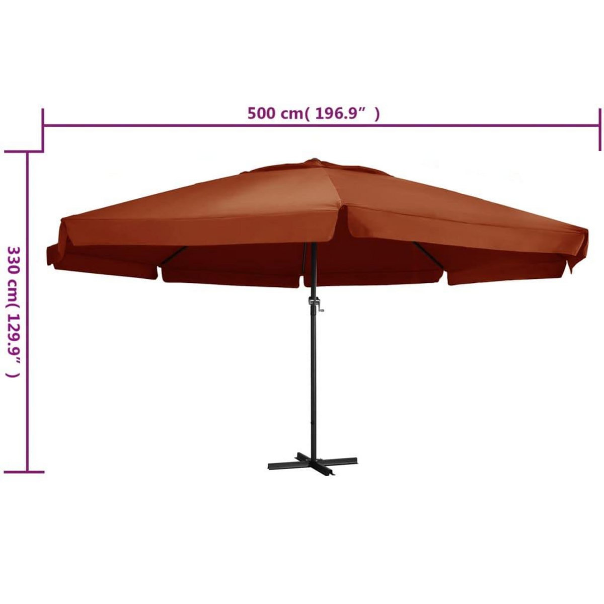 VIDAXL Parasol de jardin avec mat en aluminium 600 cm terre cuite