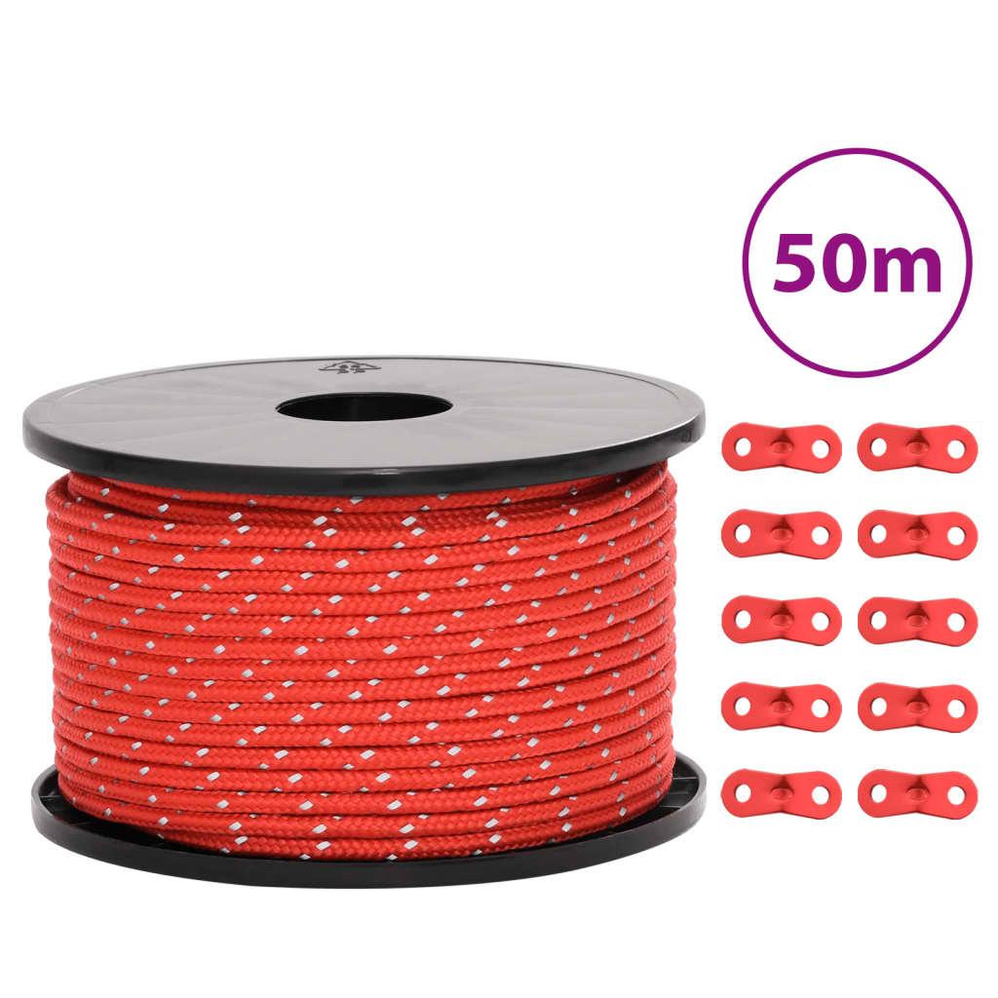 VIDAXL Corde de haubanage de tente avec bandes reflechissantes et cles