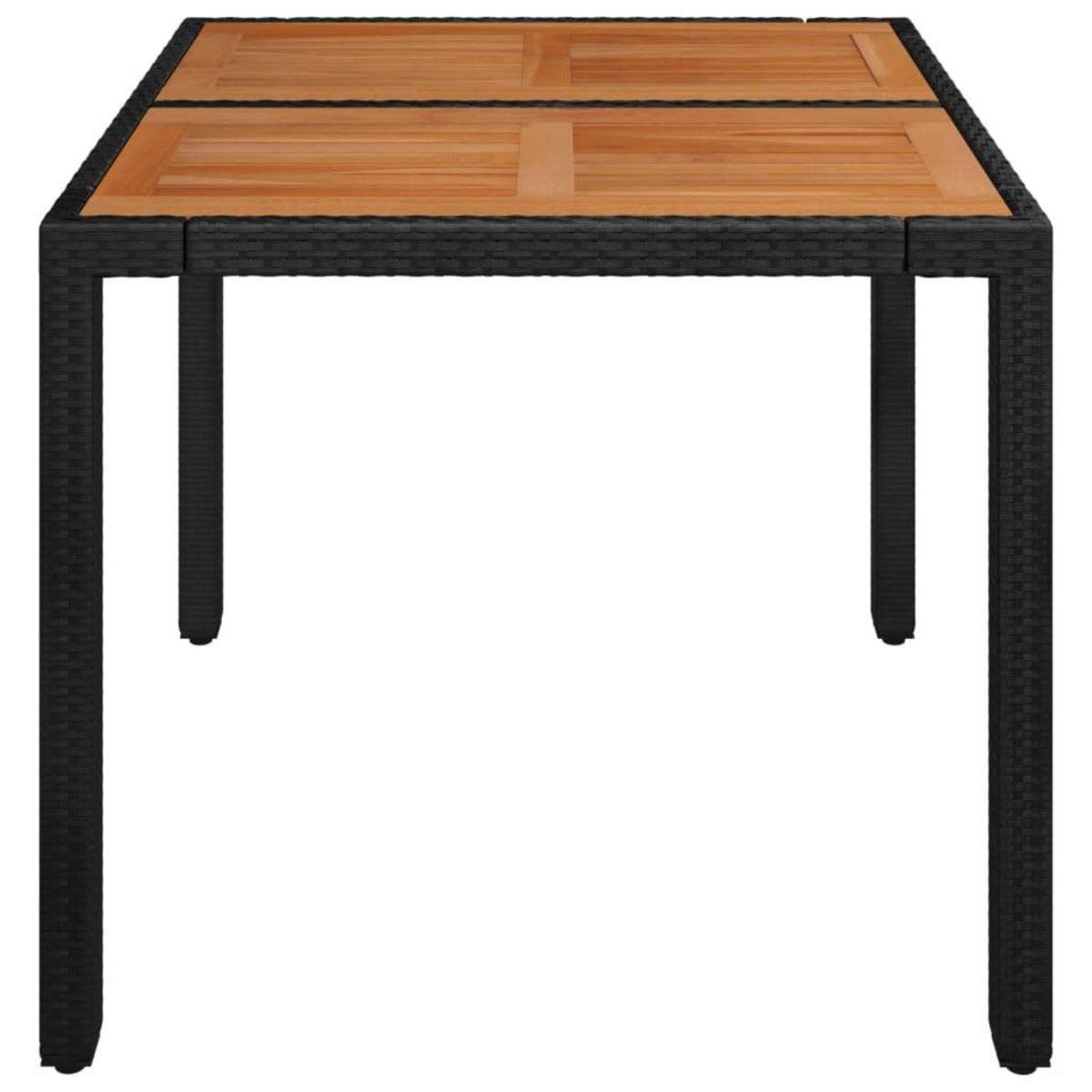VIDAXL Table de jardin dessus en bois Noir 90x90x75 cm Resine tressee