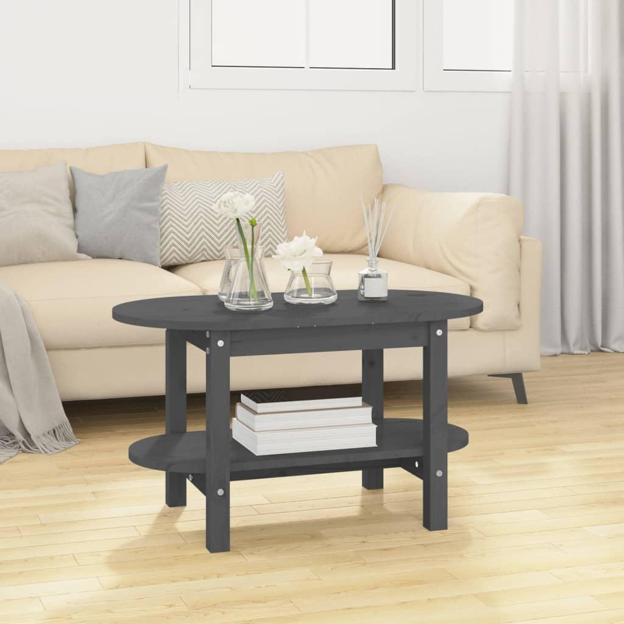 Voir la diapositive 1 : VIDAXL Table basse Gris 80x45x45 cm Bois massif de pin