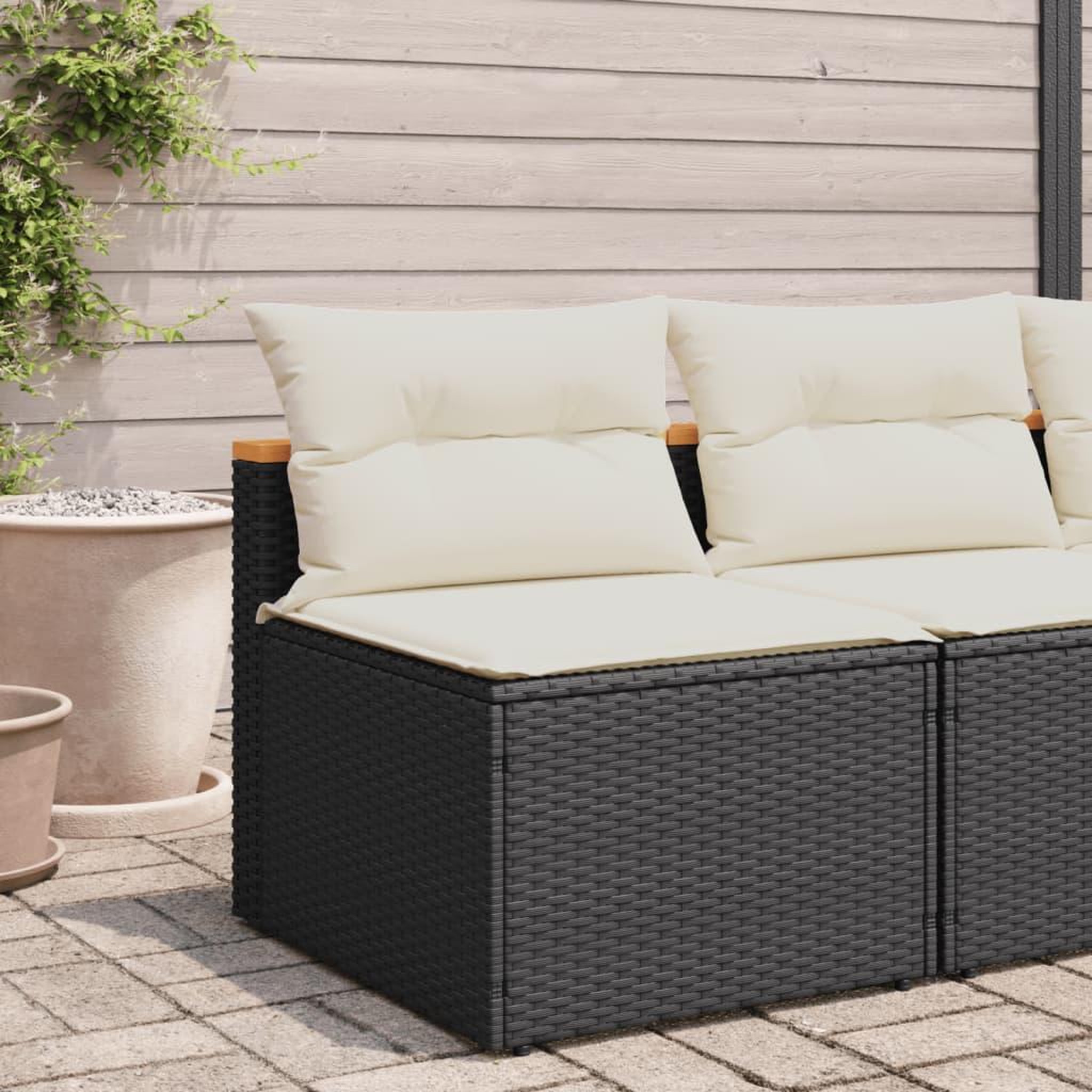 Voir la diapositive 3 : VIDAXL Canapes de jardin sans accoudoirs avec coussins 2 pcs noir