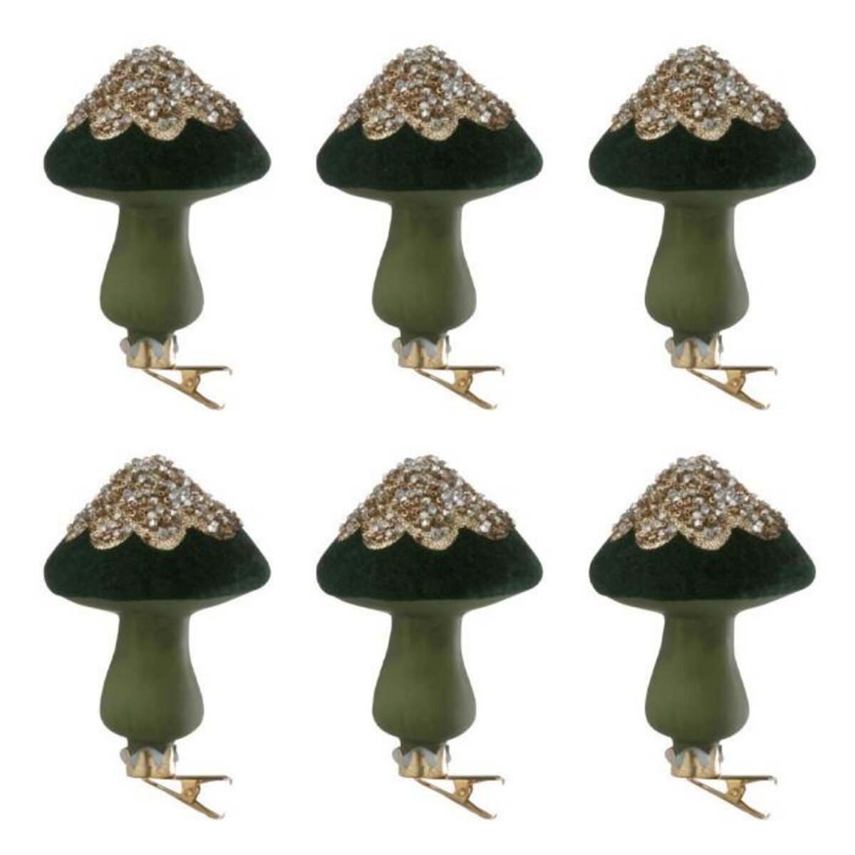 Paris Prix Lot de 6 Sujets de Noël  Champignon  10cm Vert