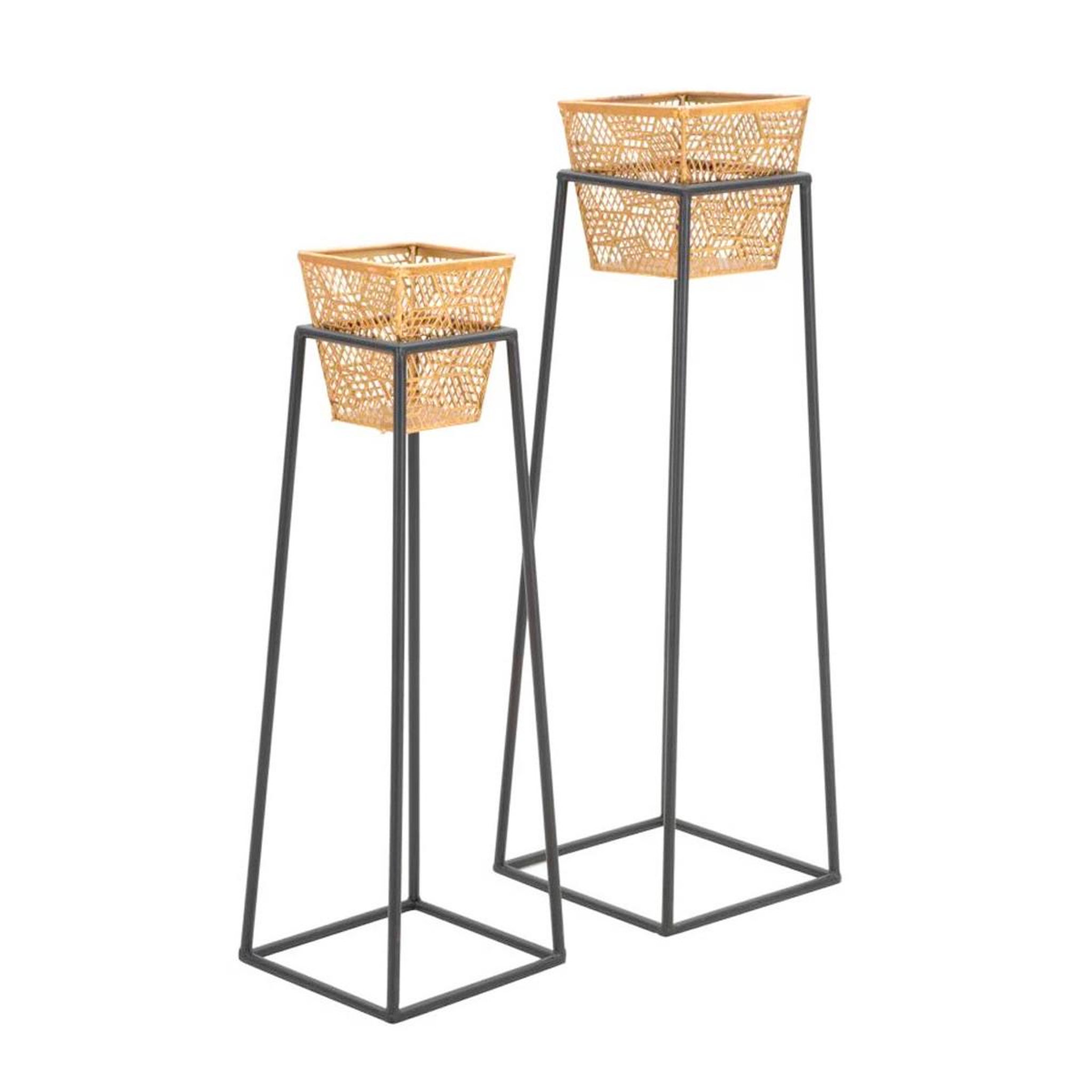 Paris Prix Lot de 2 cache-pots sur pied  wilma  70cm noir & or