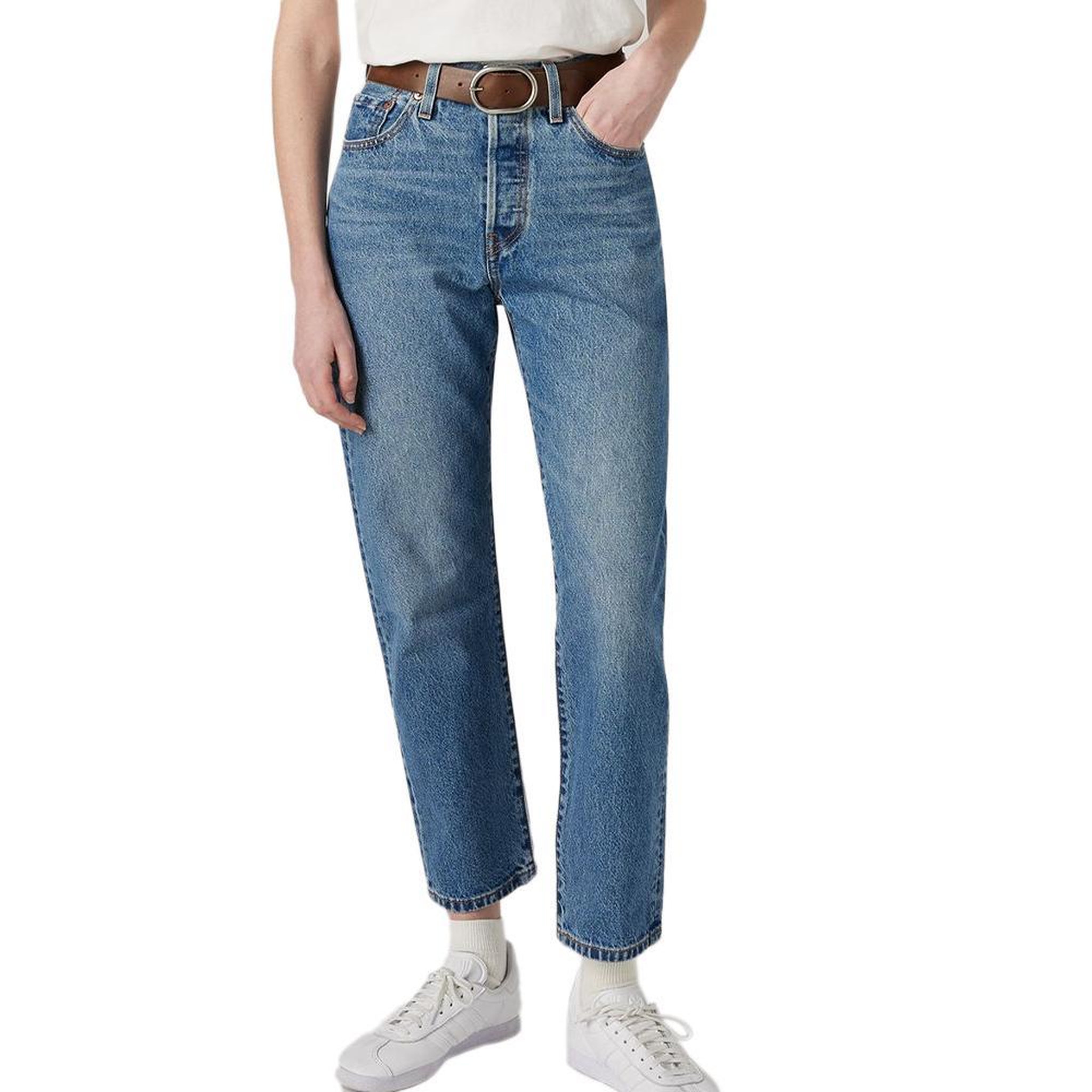 Levi's Jean 501 bleu foncé femme levi's original cropped. Coloris disponibles : Bleu
