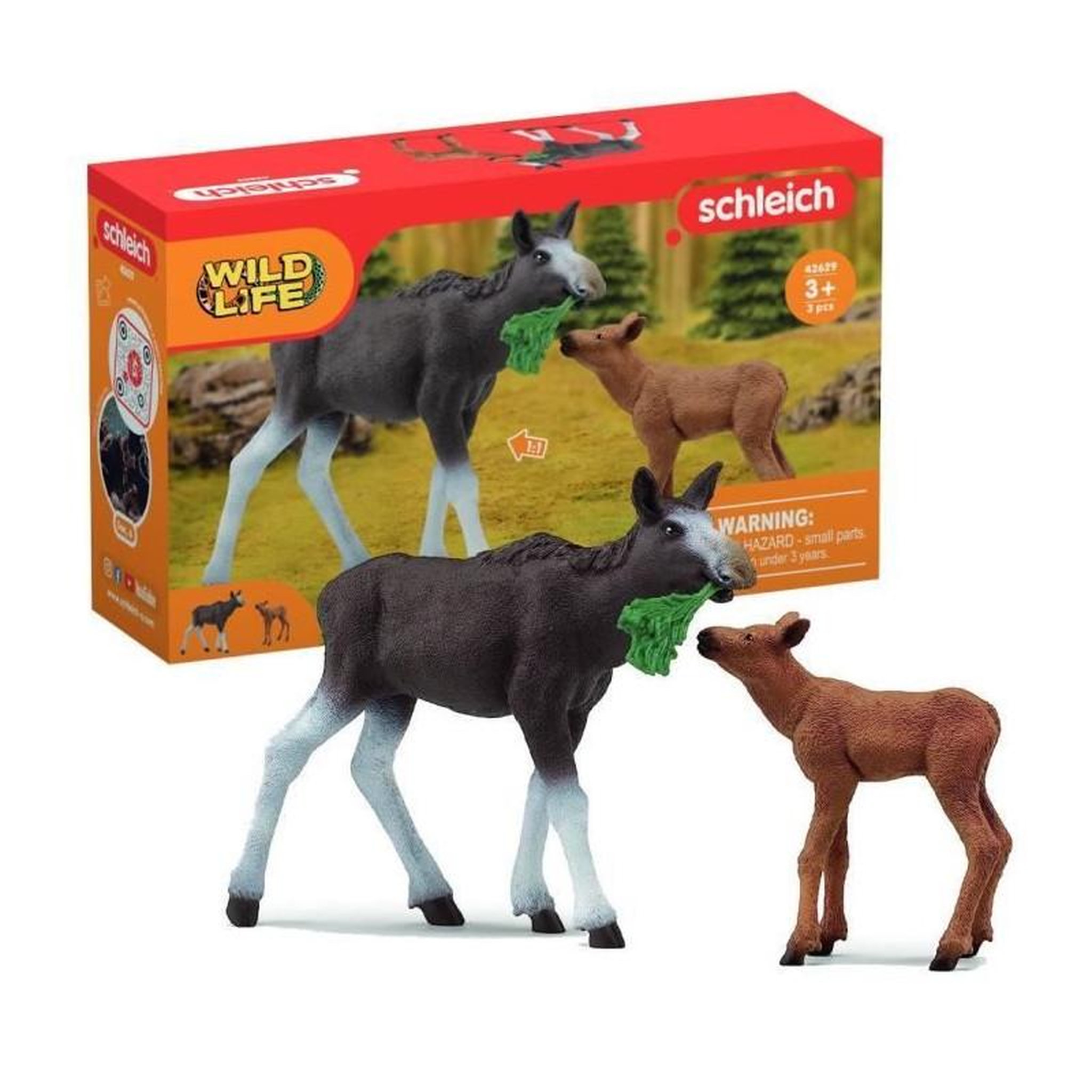 Schleich Figurines Élan Femelle avec Veau, animaux sauvages, Schleich 42629 Wild Life, Pour enfant des 3 ans
