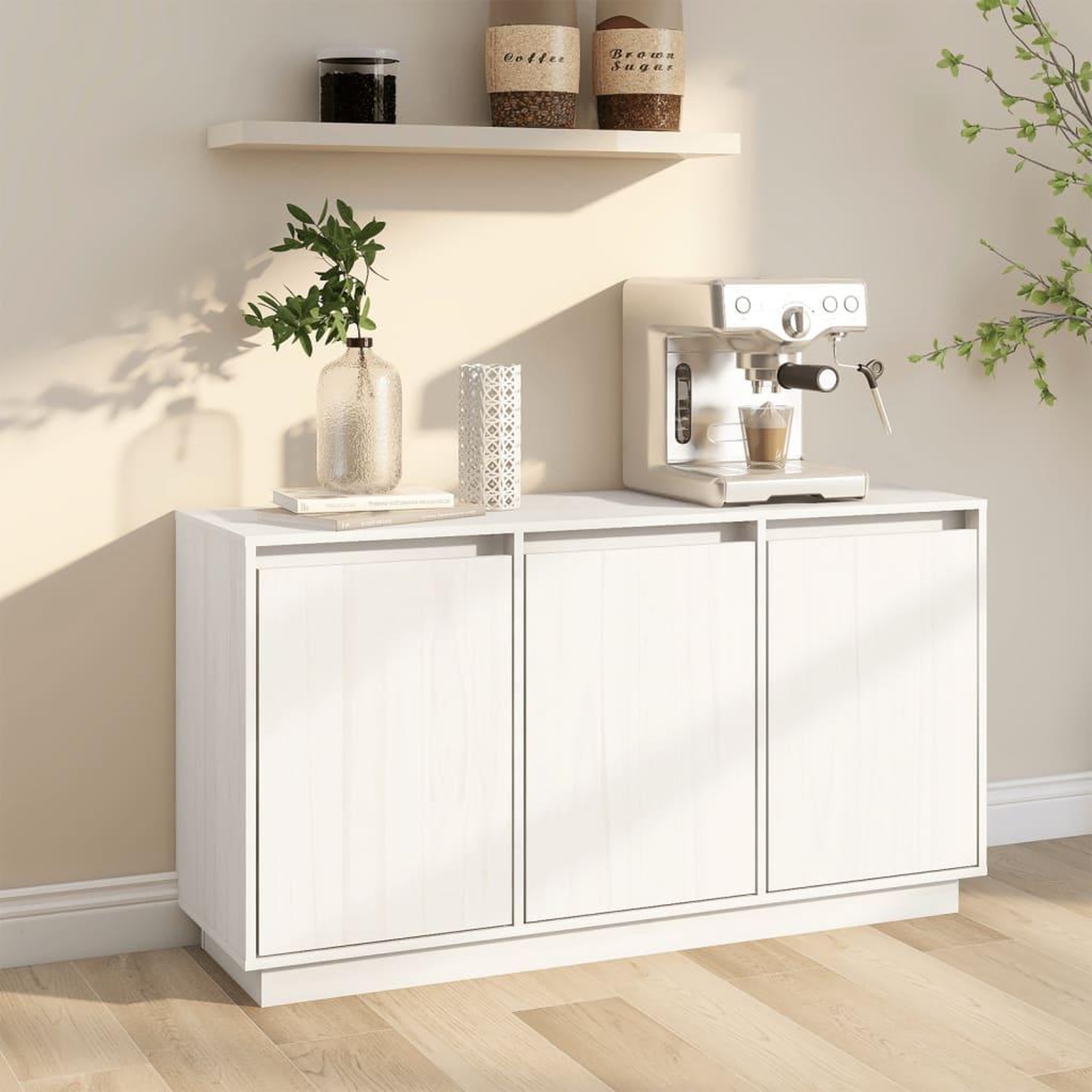 Voir la diapositive 1 : VIDAXL Buffet Blanc 111x34x60 cm Bois massif de pin