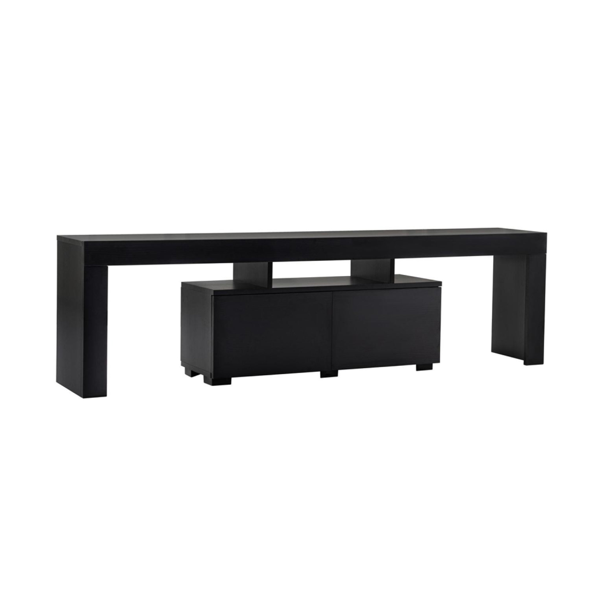 CONCEPT USINE Meuble tv avec placards bois noir 180cm basi