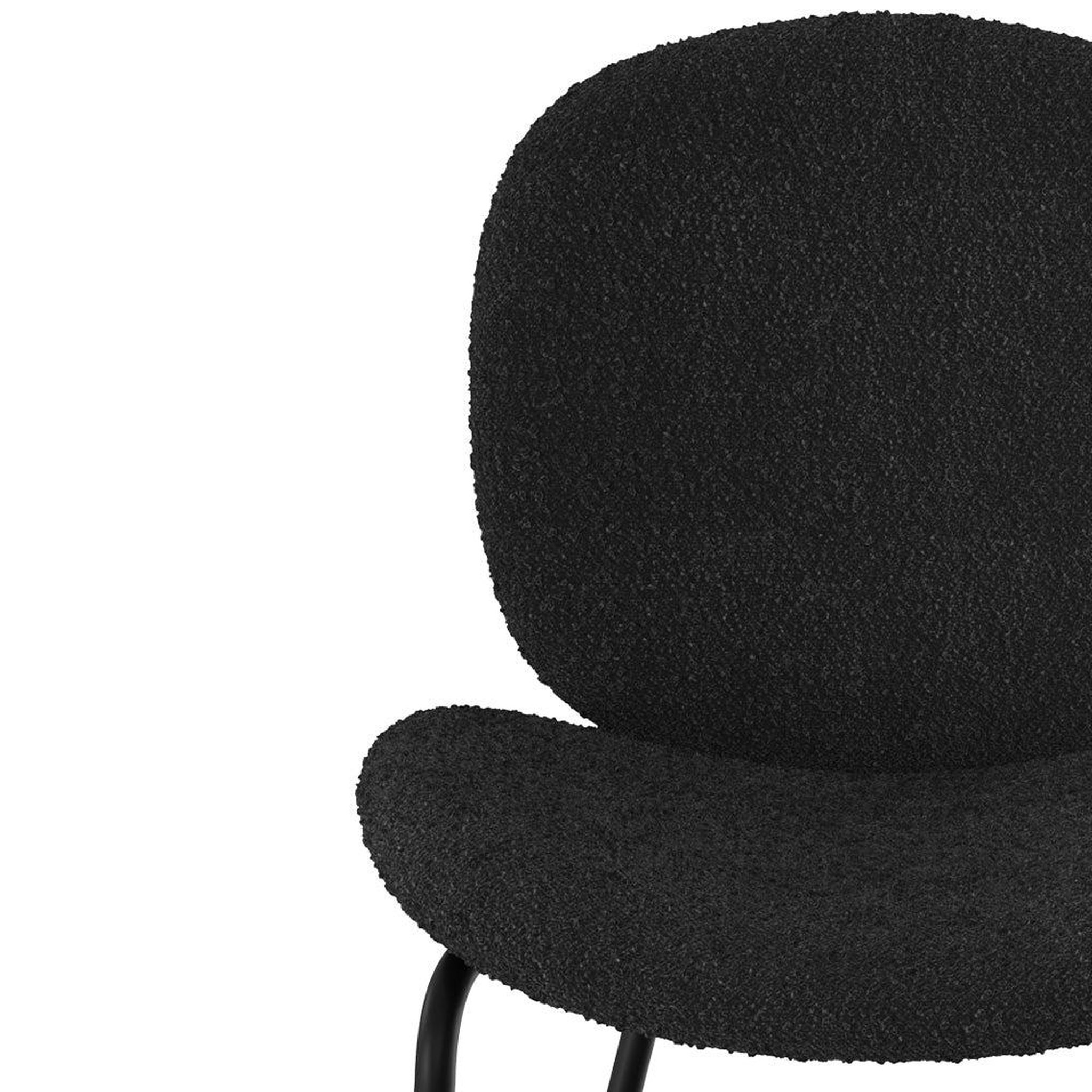 Voir la diapositive 6 : MAISON PAVANE Lot de 2 chaises en tissu bouclé noir et pieds en métal noir-iris