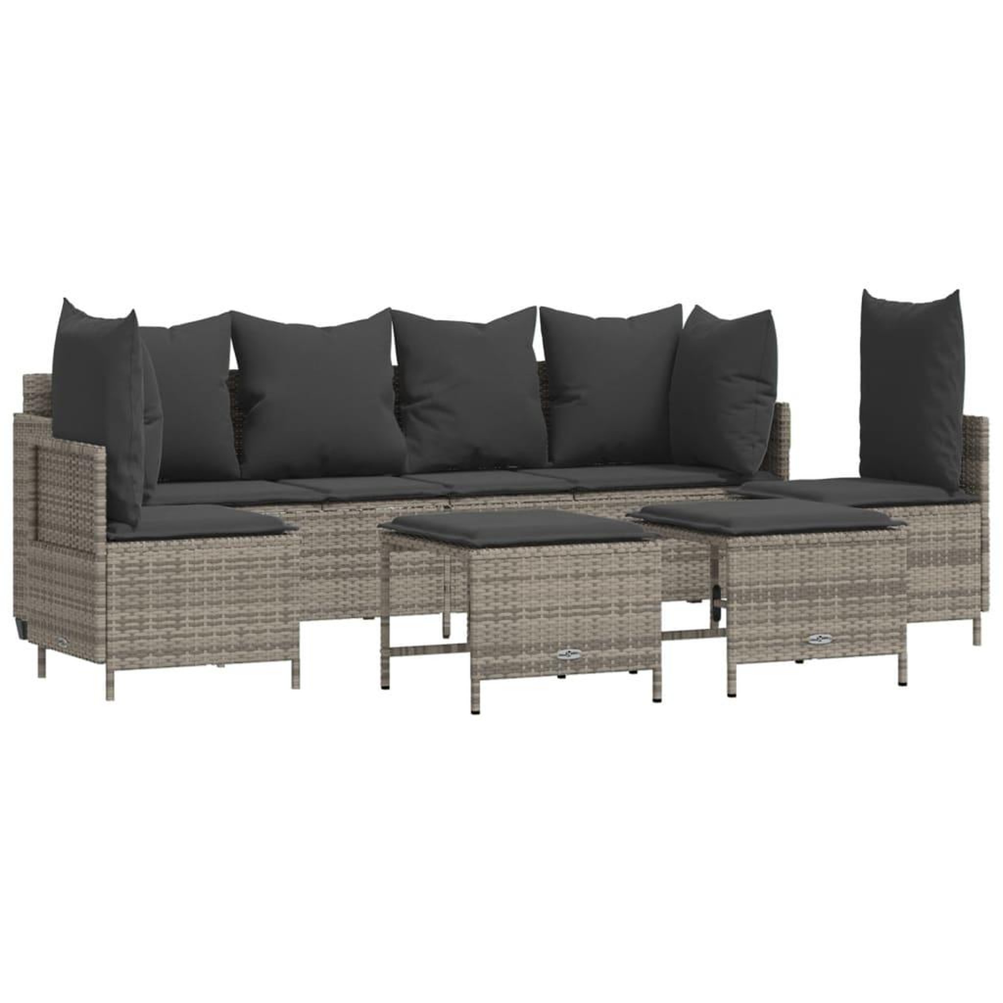 Voir la diapositive 2 : VIDAXL Salon de jardin 5 pcs avec coussins gris resine tressee