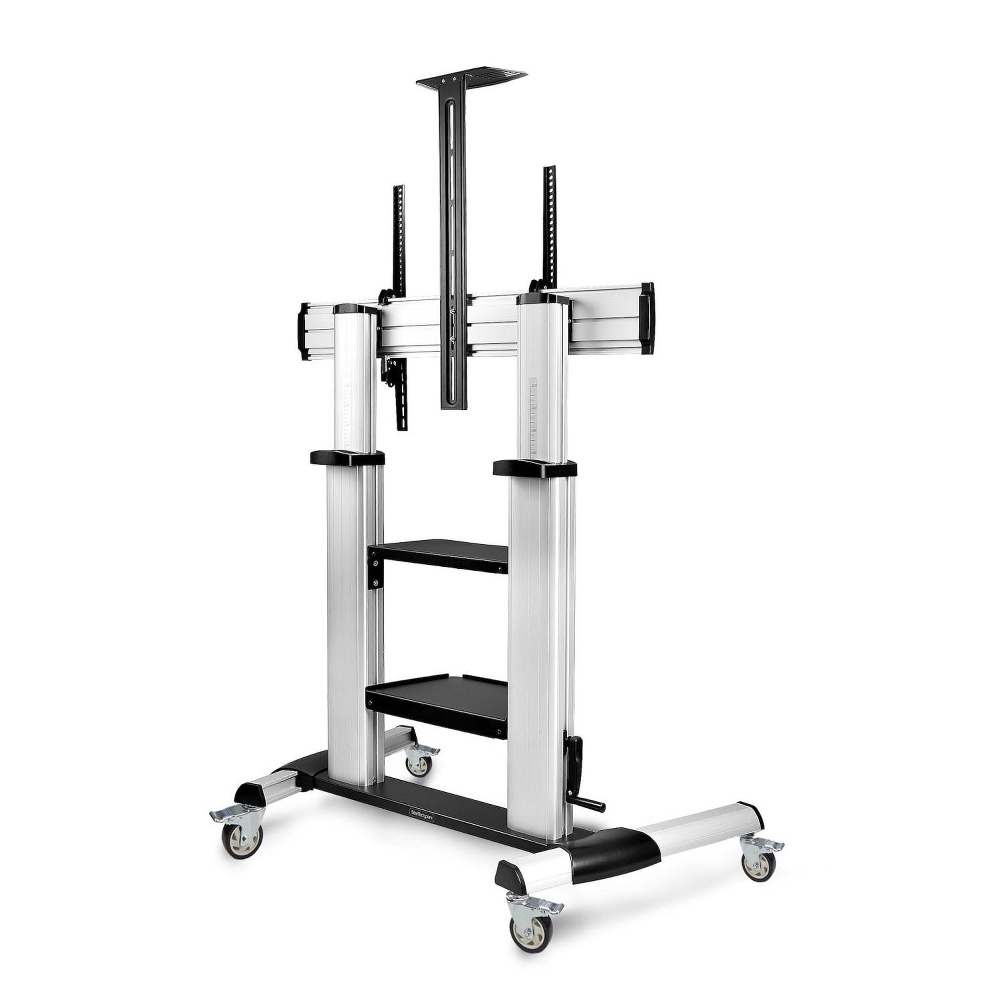Voir la diapositive 3 : Startech Startech.com support tv à roulettes pour écrans plats de 60 à 100 pouces jusqu'à 100 kg, réglage en hauteur par manivelle, support/chariot télé mobile