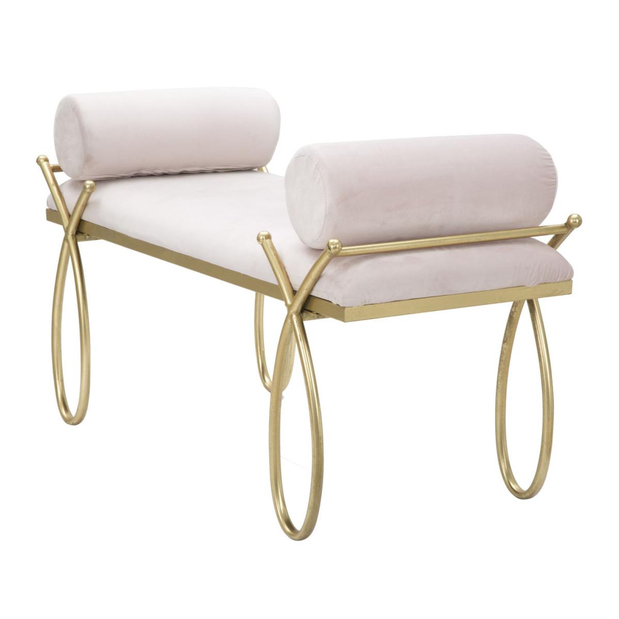 Voir la diapositive 2 : Paris Prix Banquette design en velours  ruban  112cm rose