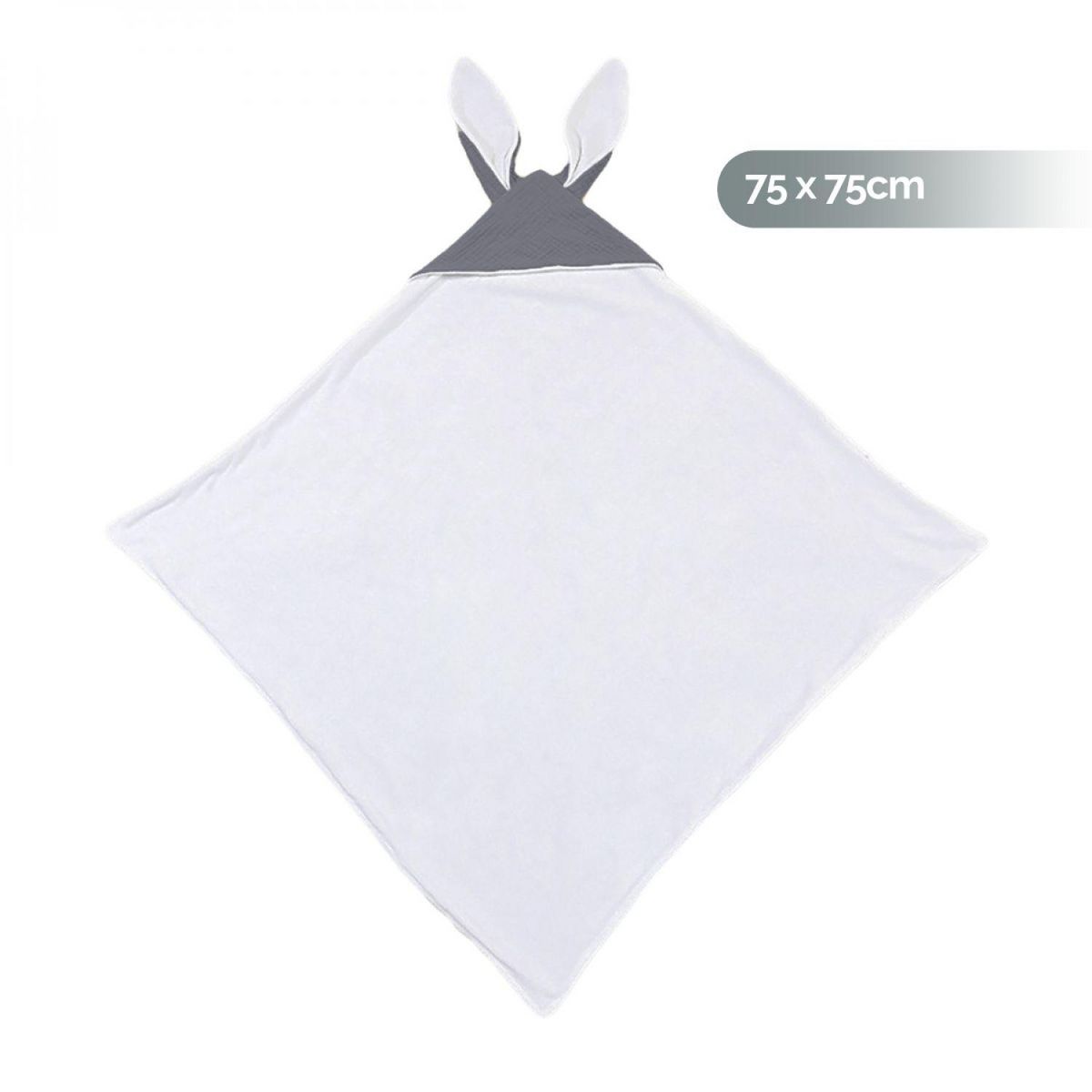 Monsieur Bébé Cape, sortie de bain intérieur 100 % coton - 75 x 75 cm - Lapin