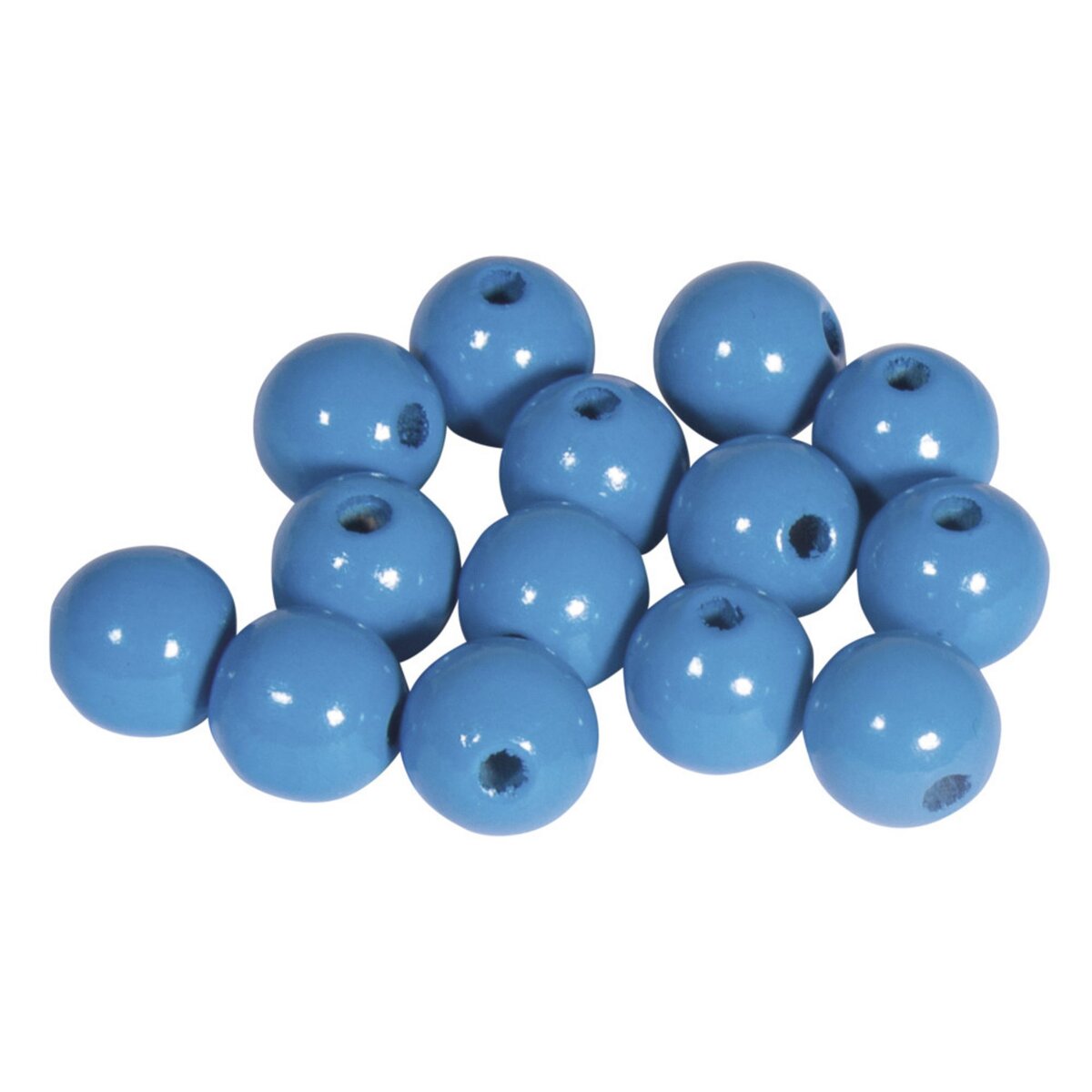 Rayher Perles en bois FSC 100%, polies, 10mm ø, bleu moyen, 52 pièces
