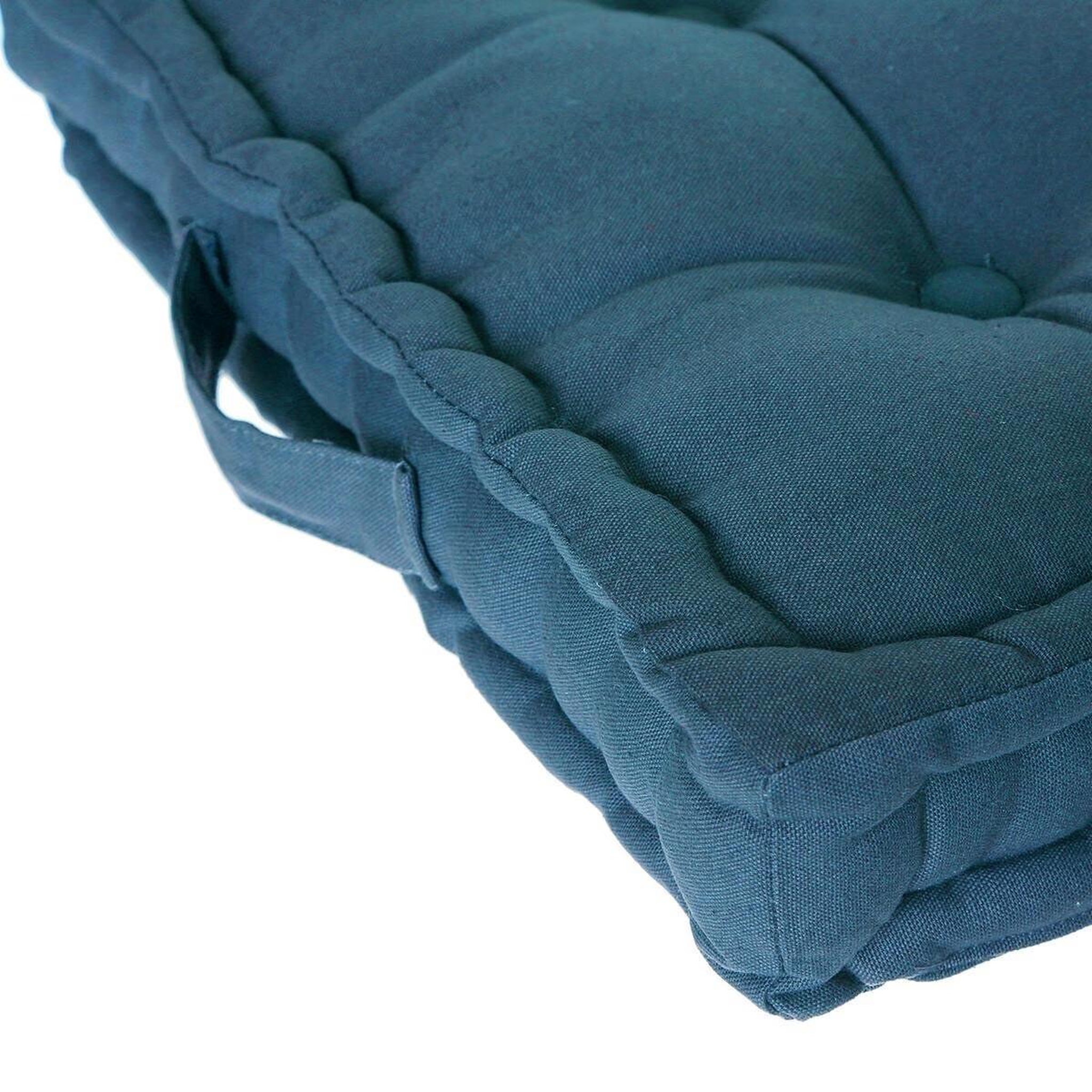 Voir la diapositive 2 : ATMOSPHERA Coussin de sol  dorian  40x40cm bleu canard