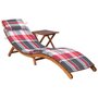 VIDAXL Chaise longue de jardin avec table et coussin Bois d'acacia