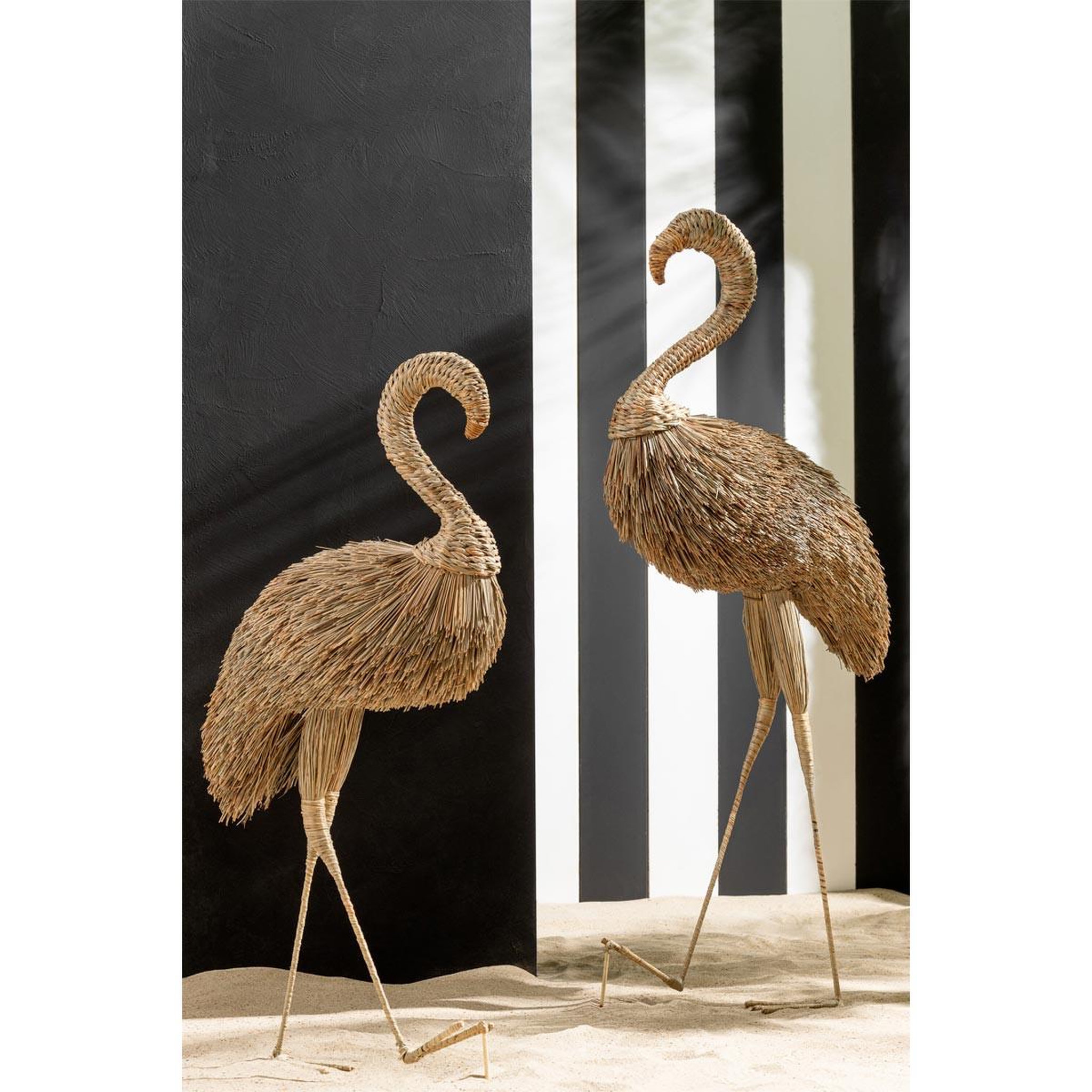 Voir la diapositive 4 : J-LINE Flamant rose herbe  afrique  138cm naturel